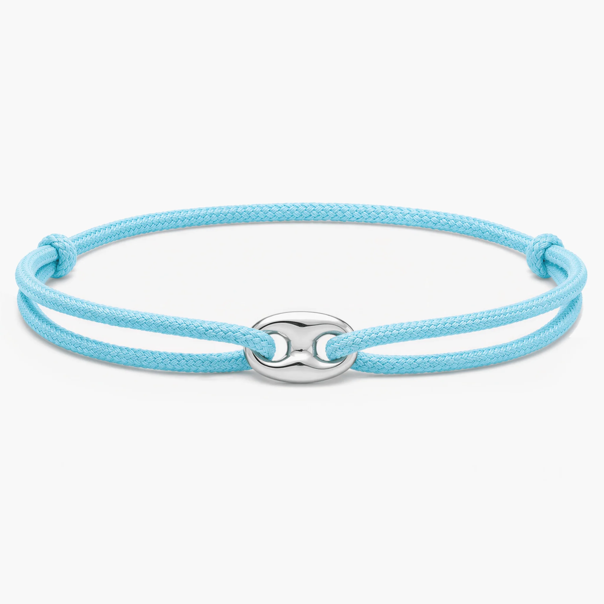 Cord Bracelet With Silver Charm (Light Blue)
