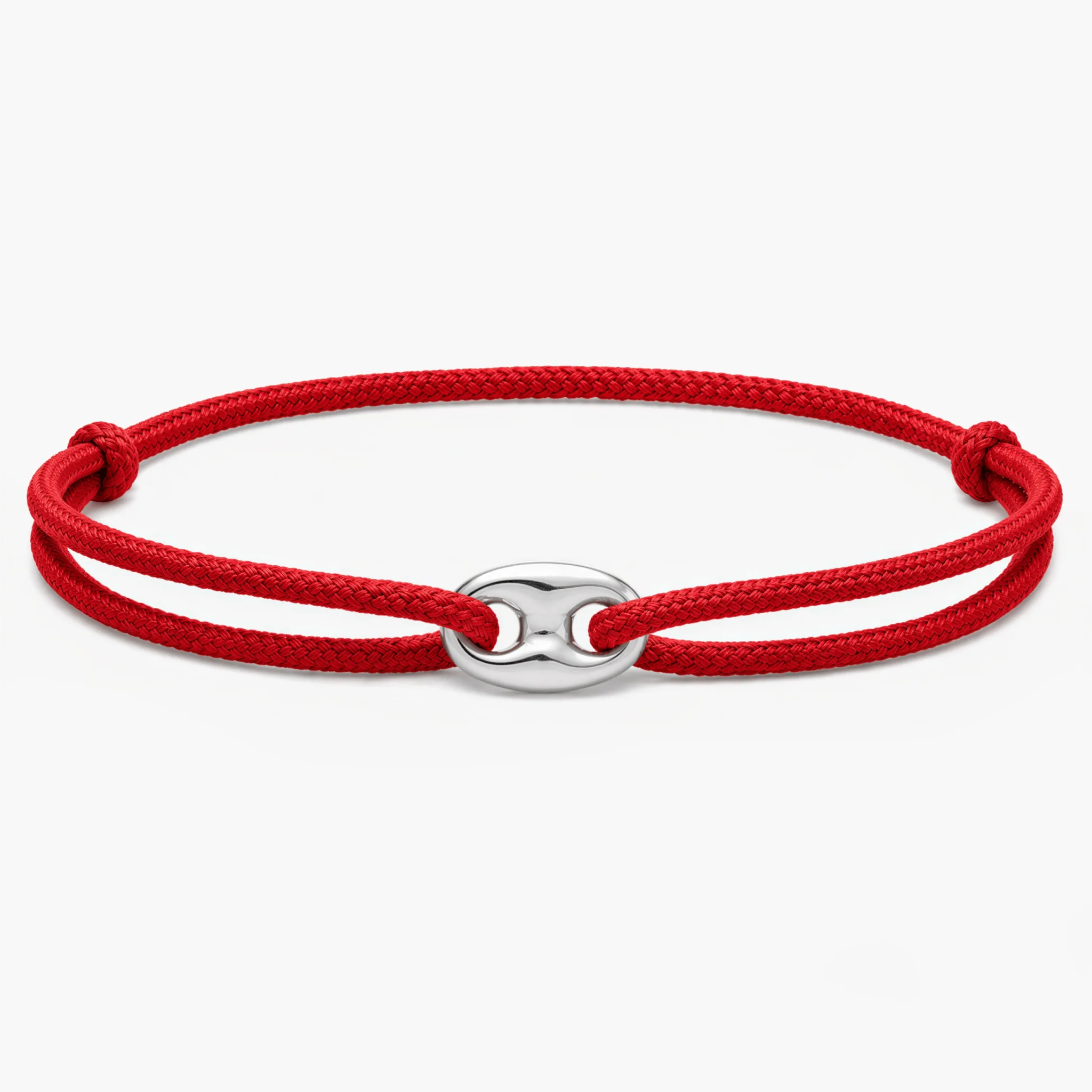 Cord Bracelet With Silver Charm (Red)