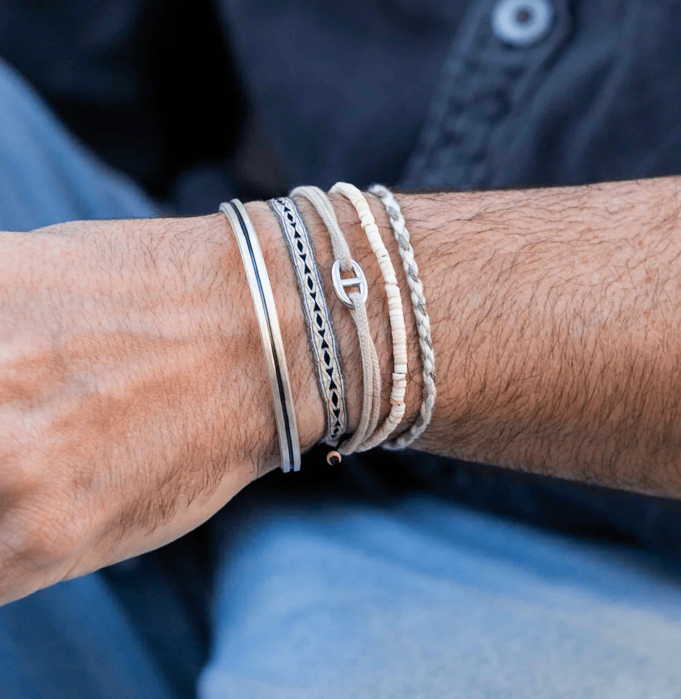 Cord Bracelet With Silver Link (Red) - Image 2