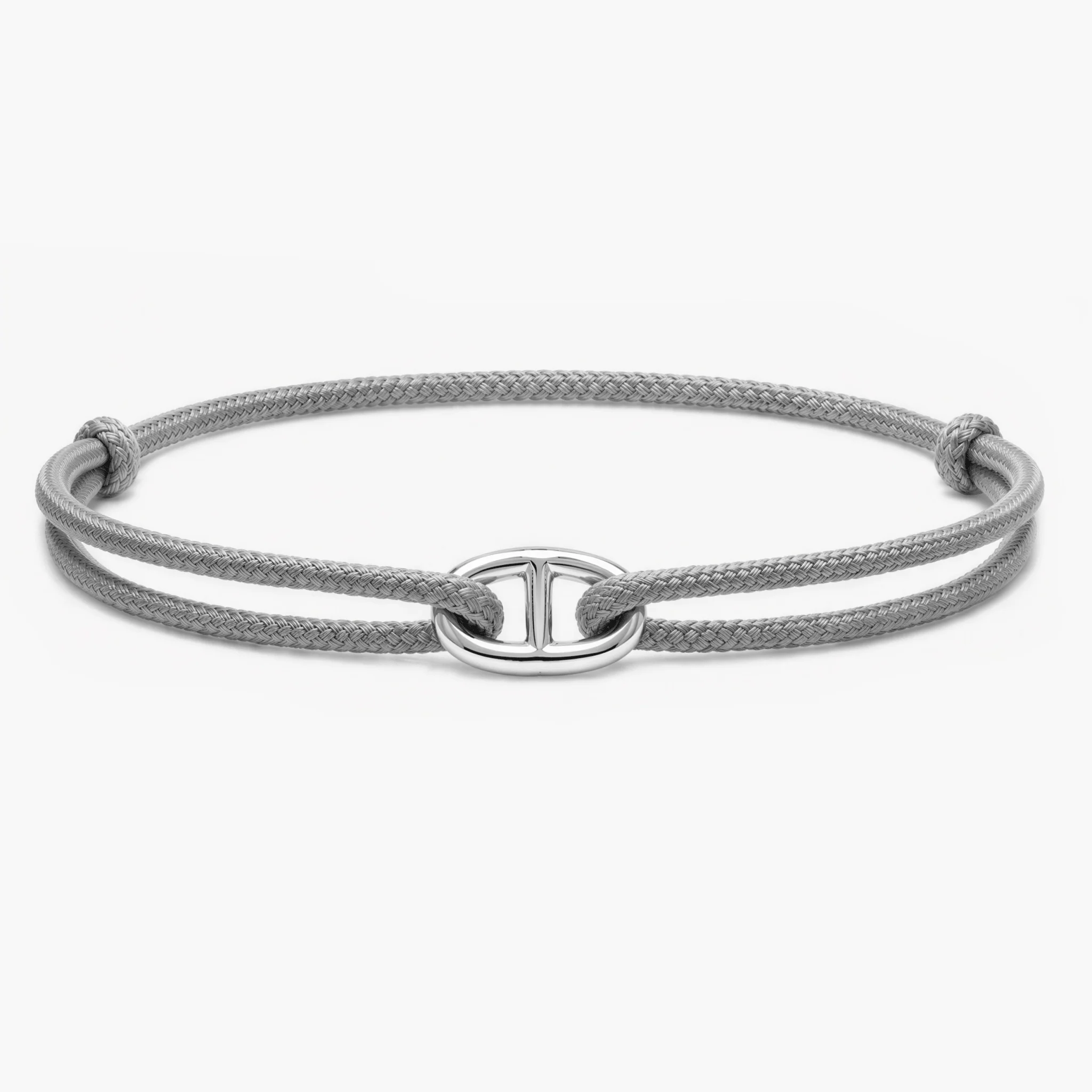 Cord Bracelet With Silver Link (Grey)