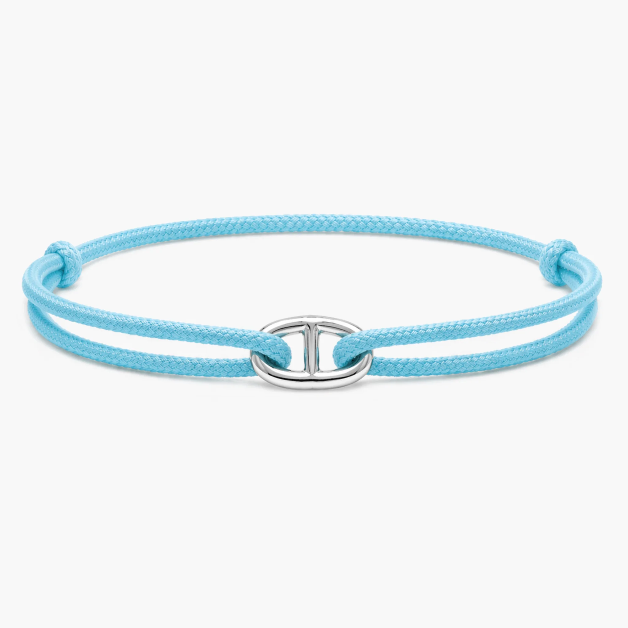 Cord Bracelet With Silver Link (Light Blue)