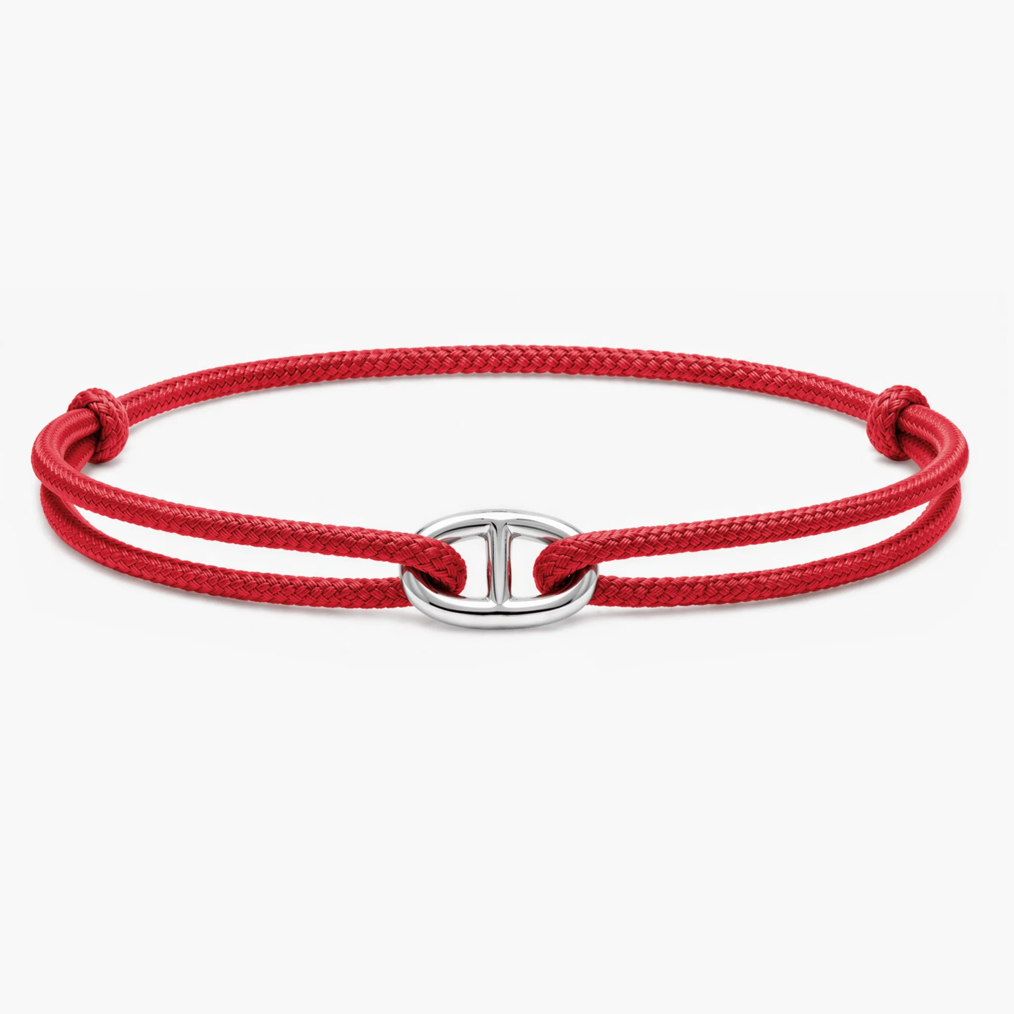 Cord Bracelet With Silver Link (Red)