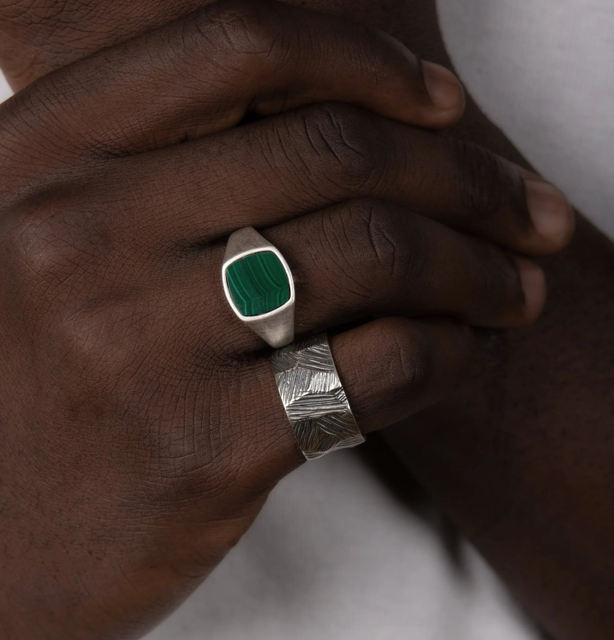 Cushion Signet Ring With Malachite Stone - Image 4
