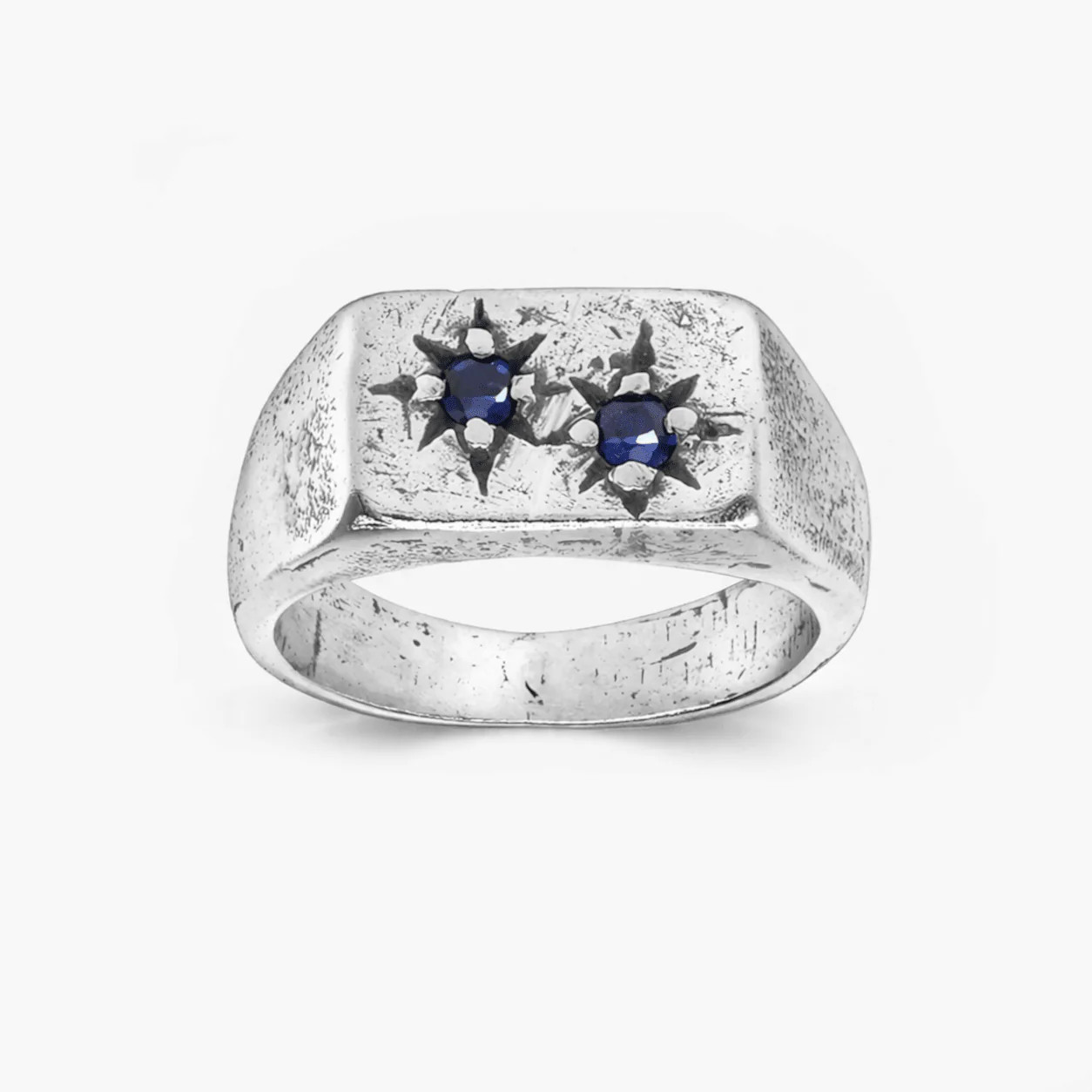 Duo Sapphire Gemstone Sterling Silver Ring