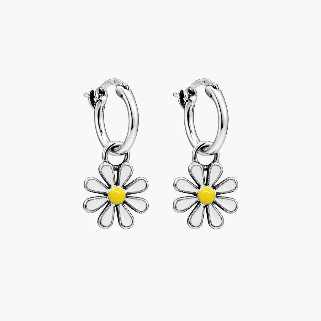 Enamelled Daisy Sterling Silver Earring - Image 2