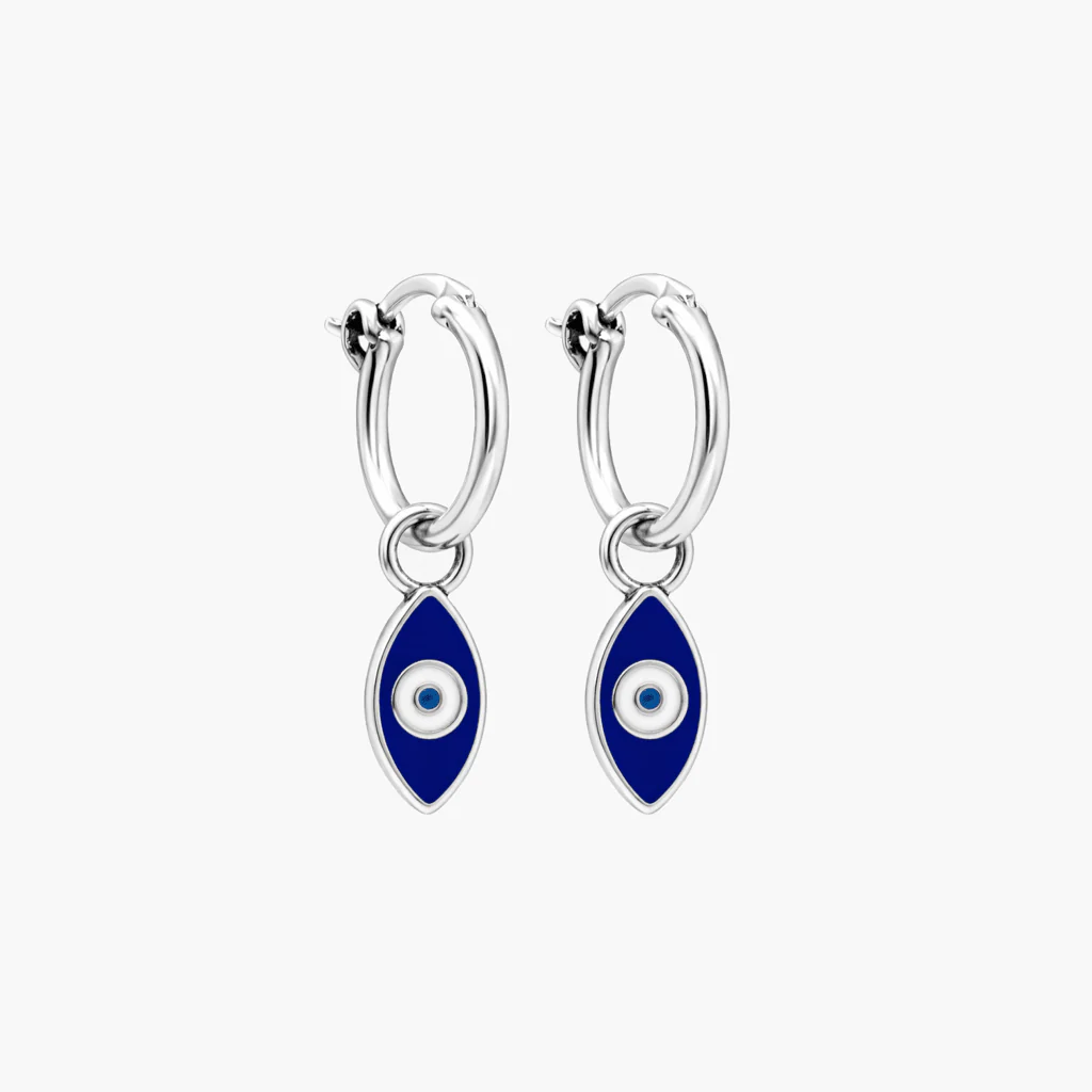 Enamelled Evil Eye Sterling Silver Earring - Image 6