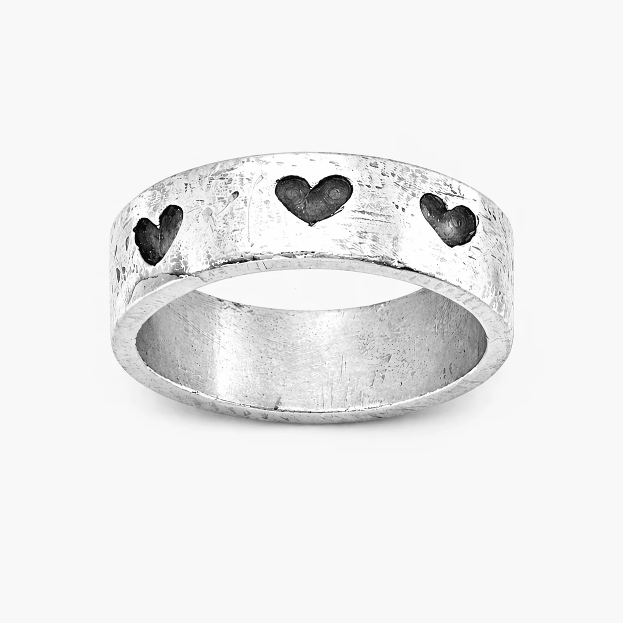 Engraved Hearts Sterling Silver Ring