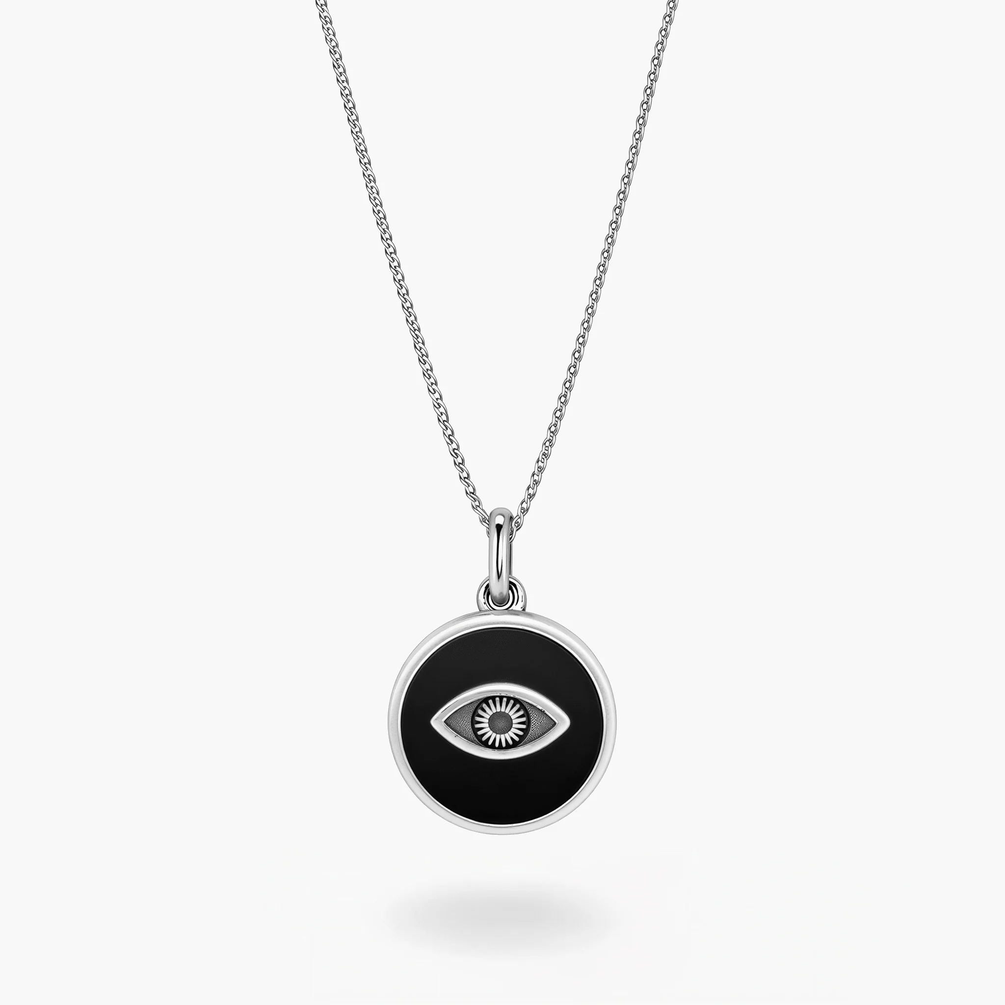 Evil Eye Necklace With Matte Onyx Stone