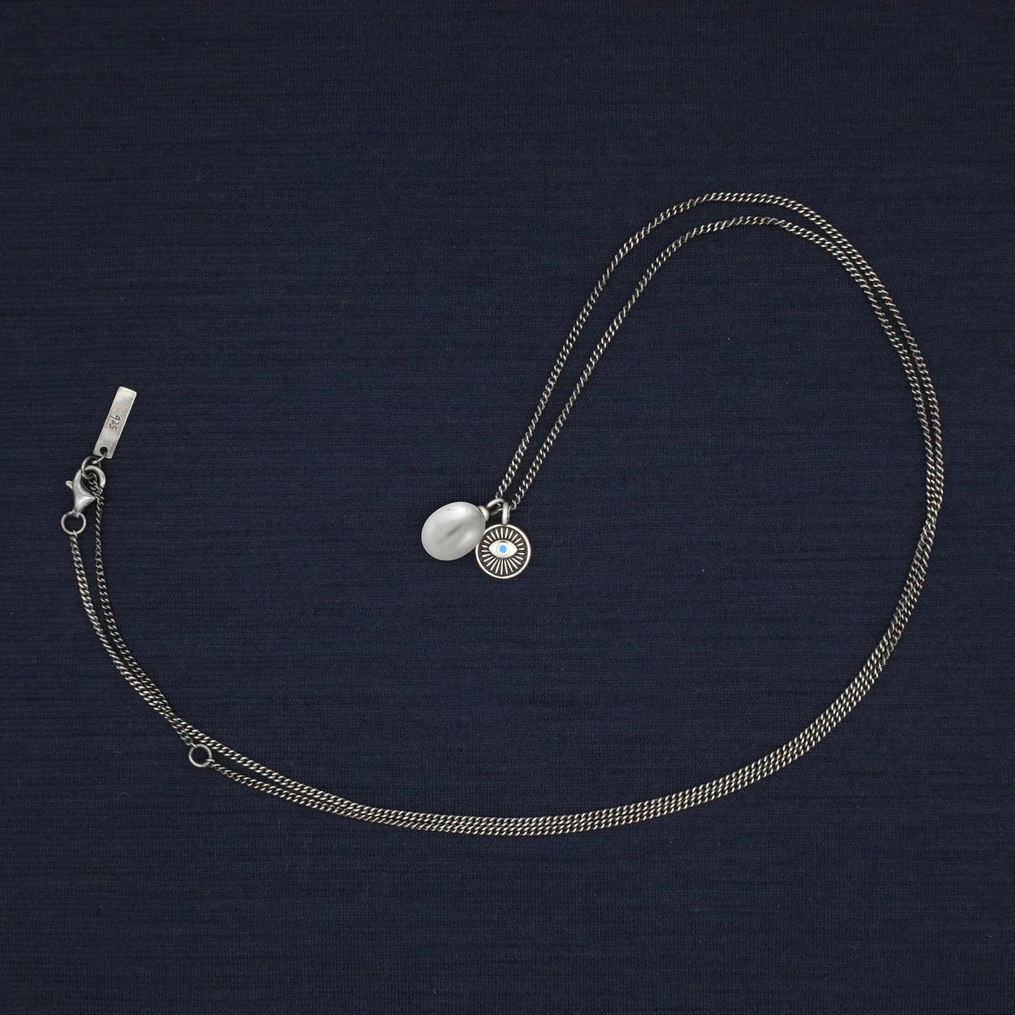 Freshwater Pearl With Evil Eye Necklace - Image 3