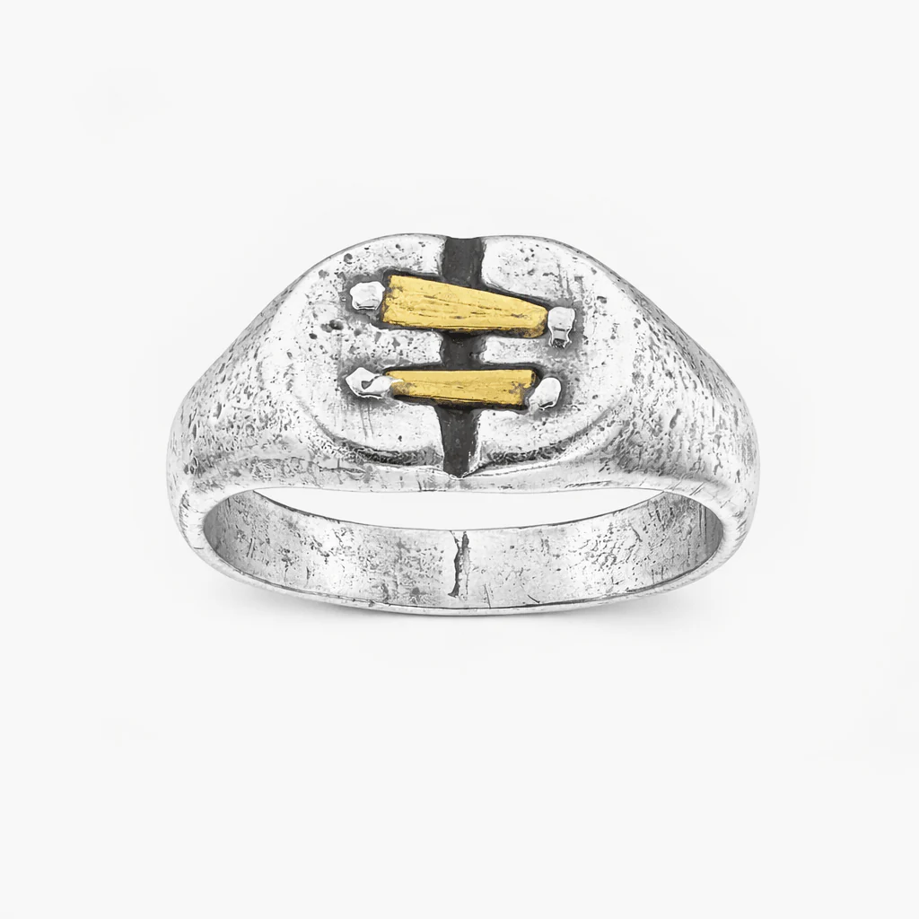 Golden Stitches Sterling Silver Ring
