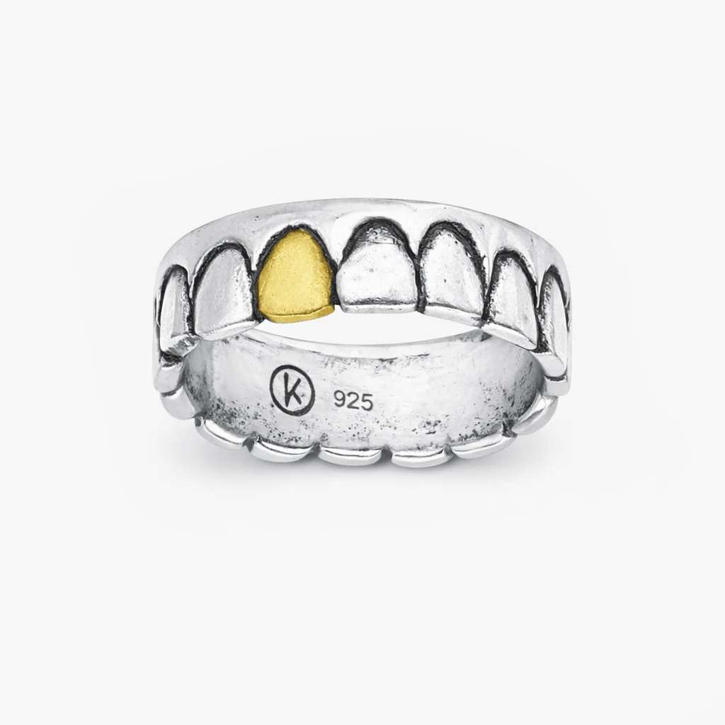 Golden Tooth Sterling Silver Ring