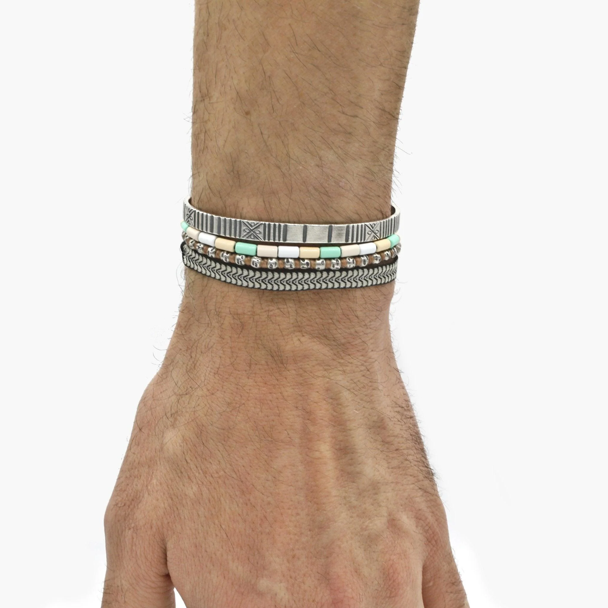 Hand-forged "Cherokee" Silver Bangle - Image 3