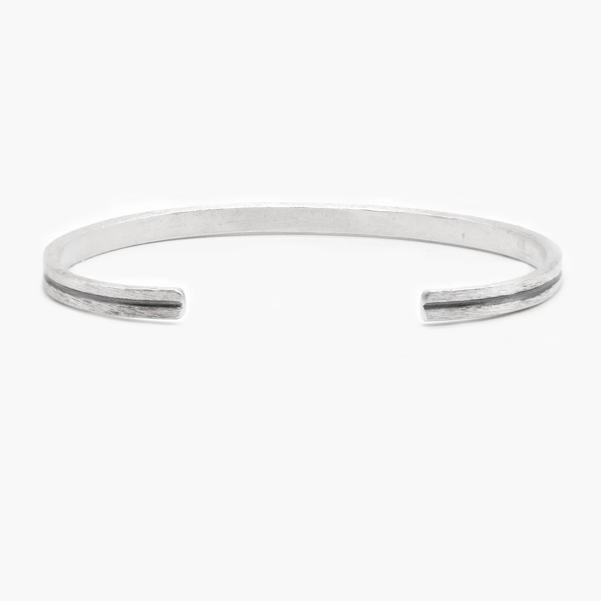 Hand Forged Sterling Silver Bangle With Oxidised Line - Image 2