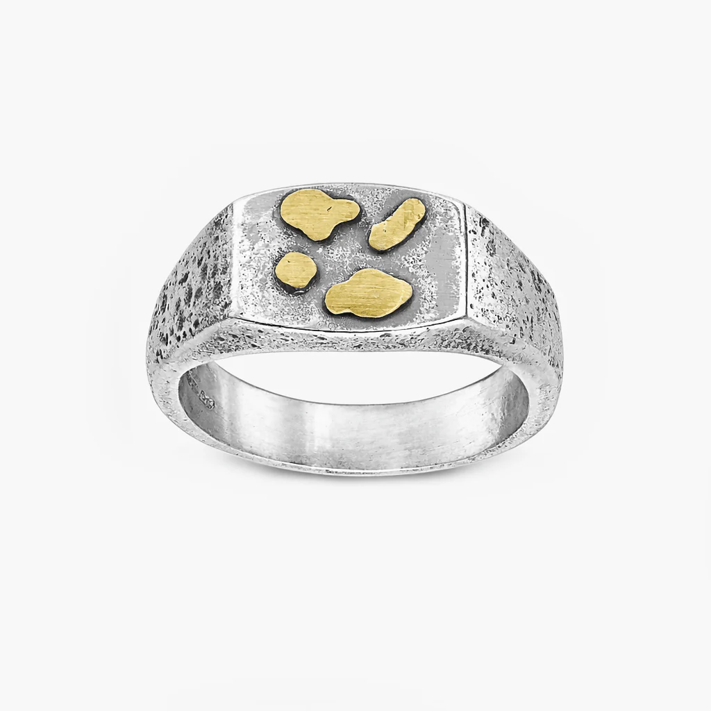 Hand-Forged Sterling Silver Ring With Gold Details