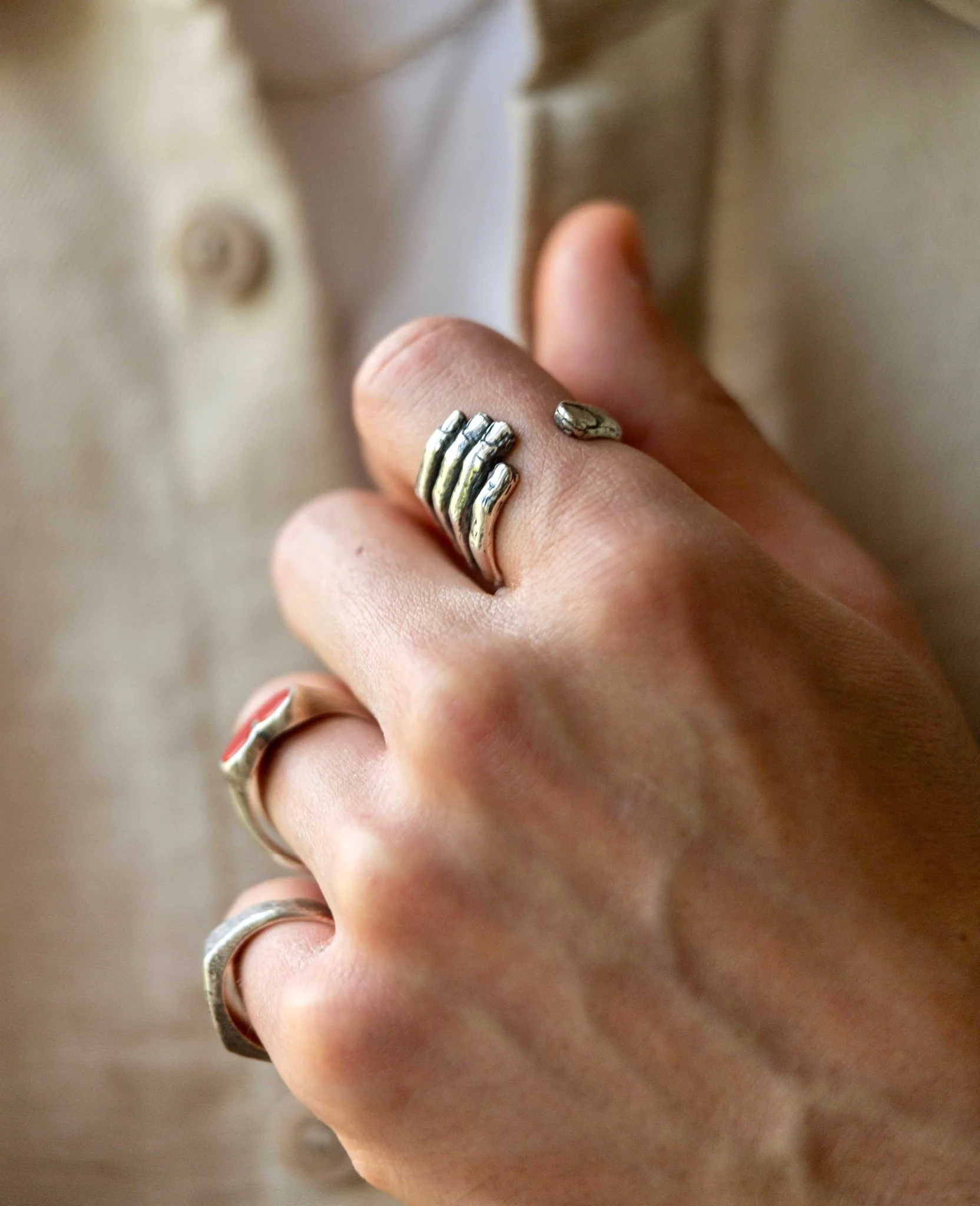 Hand Sterling Silver Signet Ring - Image 4