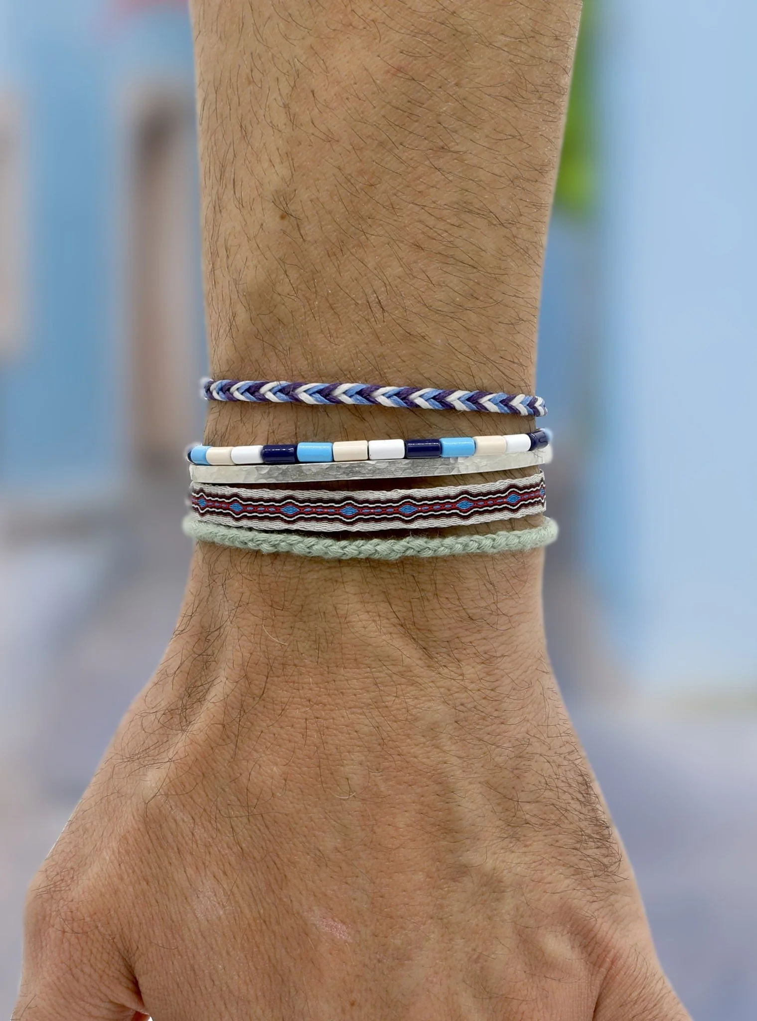 Handmade Purnama Bracelet 48 (Blue/Red) - Image 5