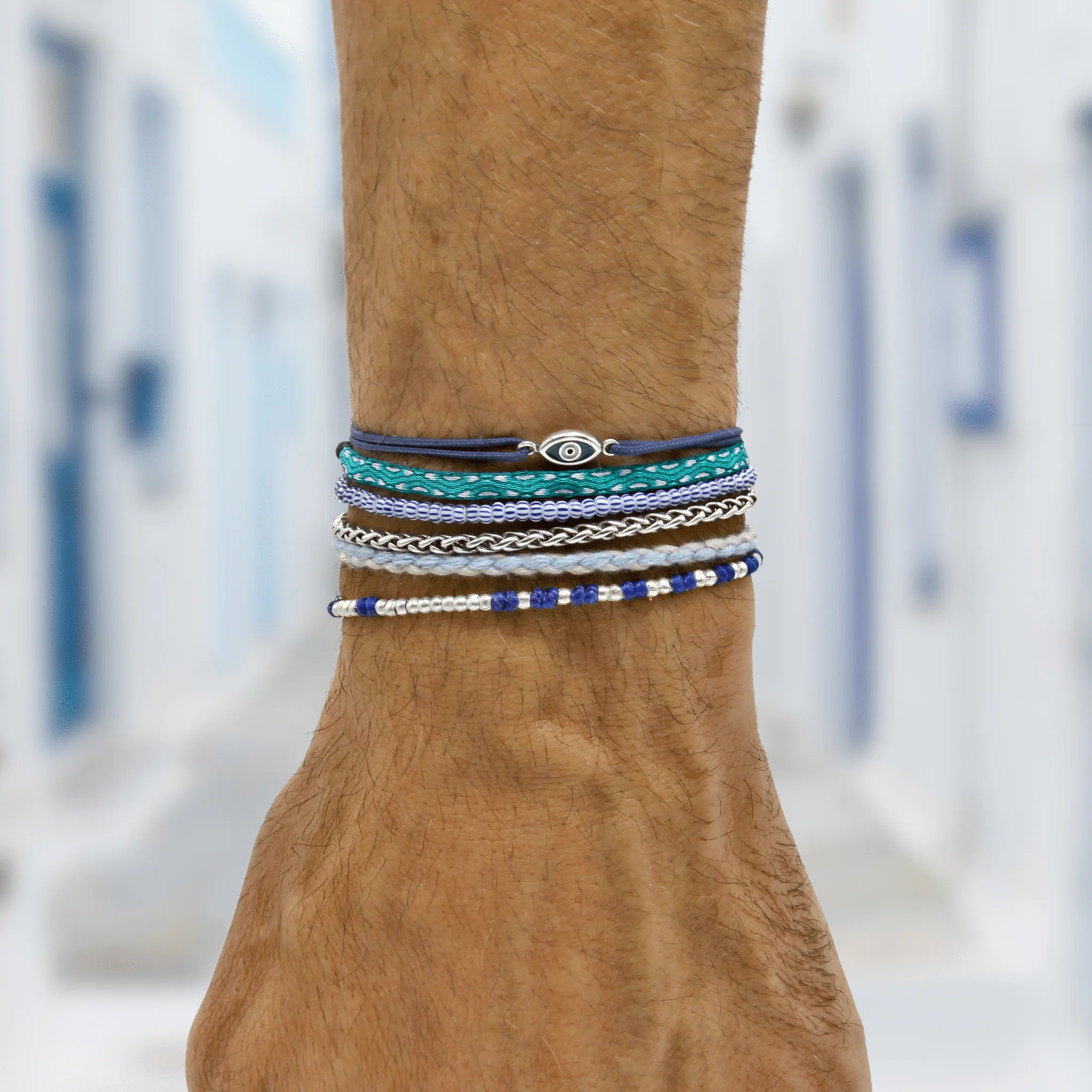 Handmade Purnama Bracelet 65 (Blue Waves/Turquoise) - Image 2