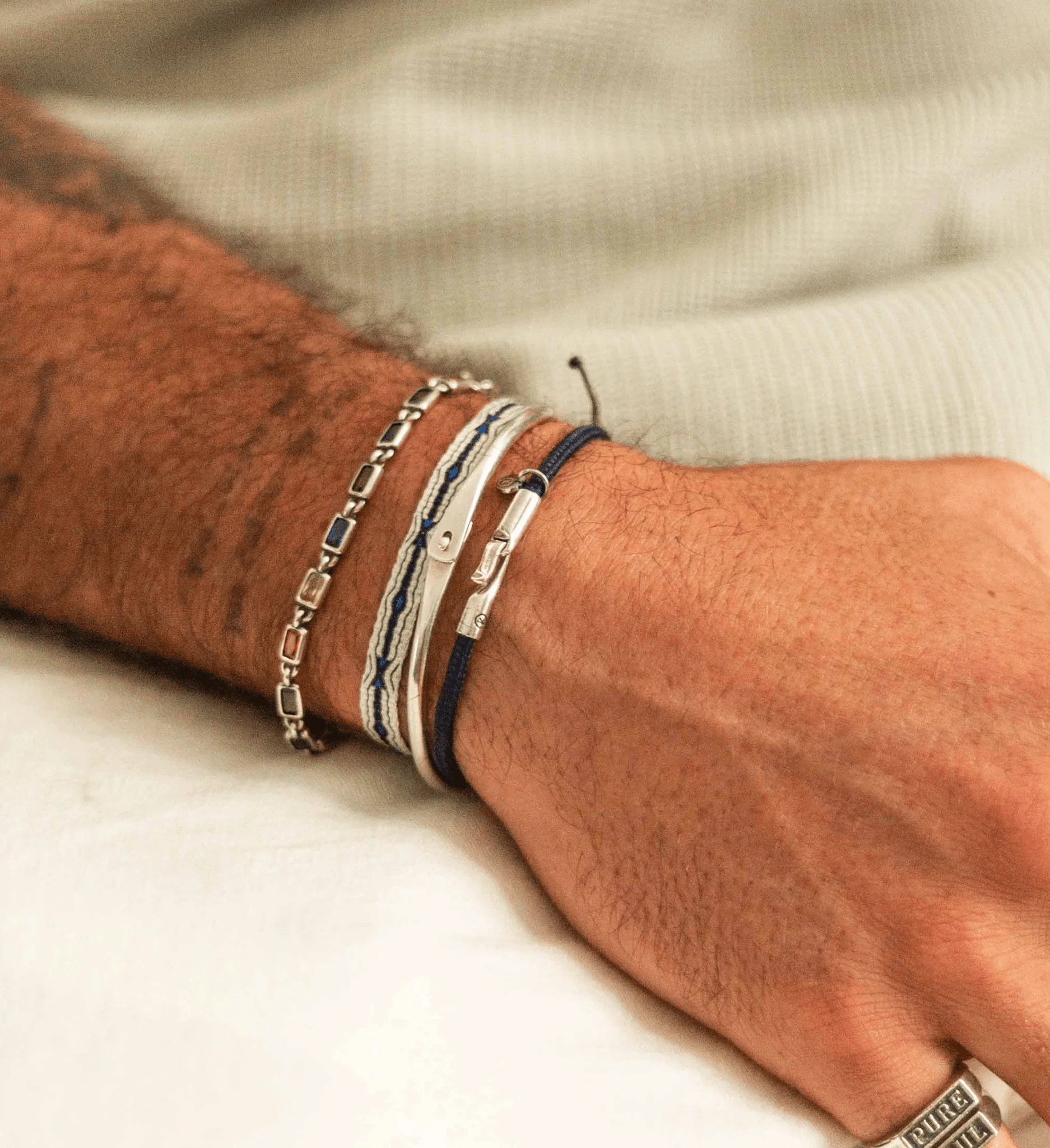 Handmade Purnama Bracelet (White/Blue) - Image 2
