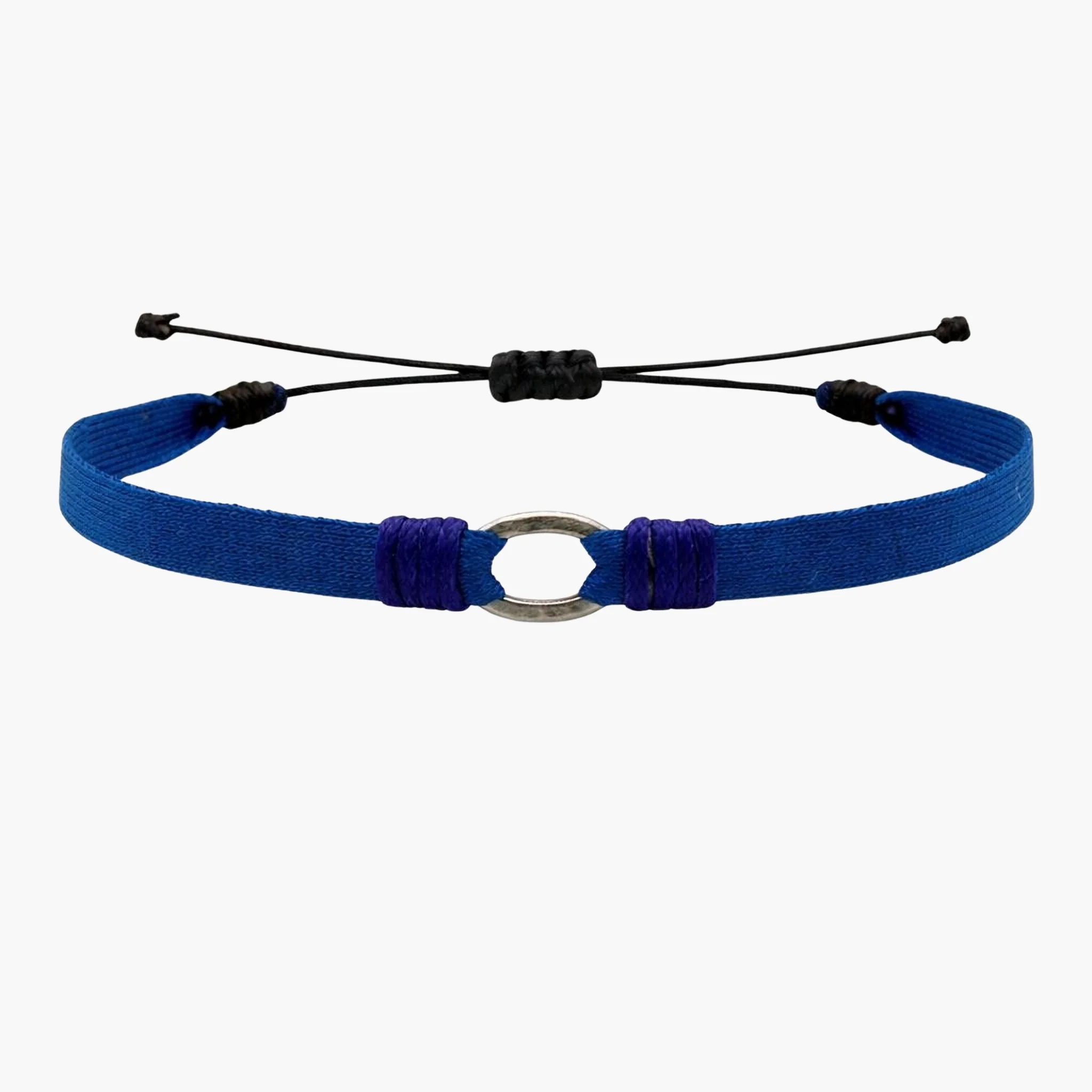 Handmade Purnama Bracelet With Silver Hoop (Blue)