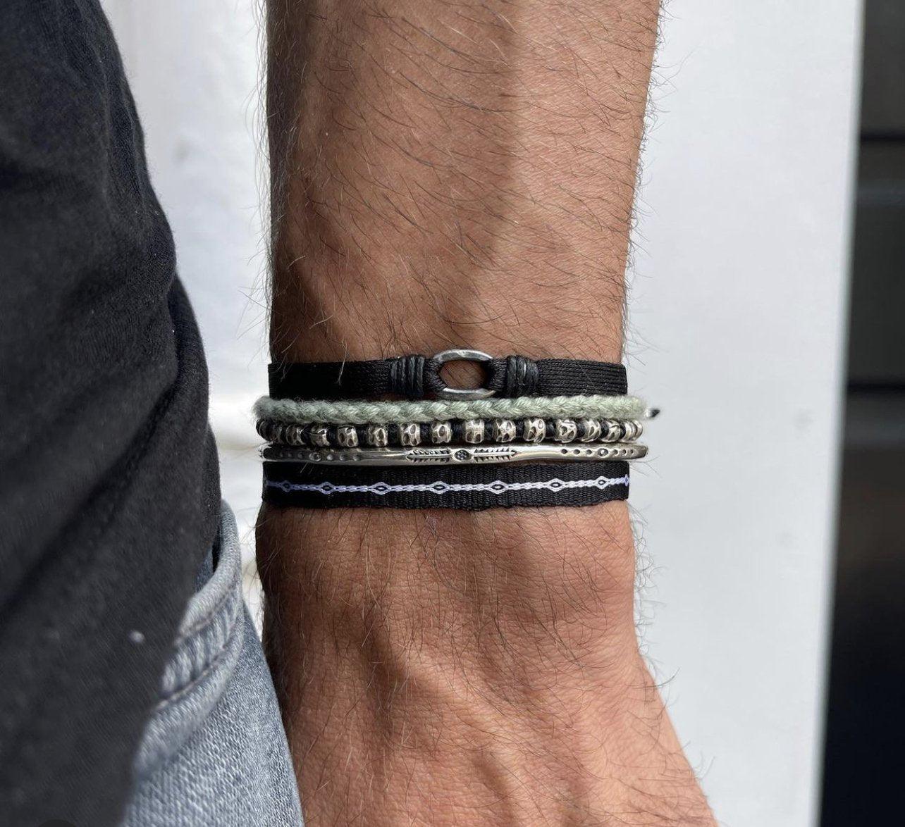 Handmade Purnama Bracelet With Silver Hoop (Blue) - Image 2