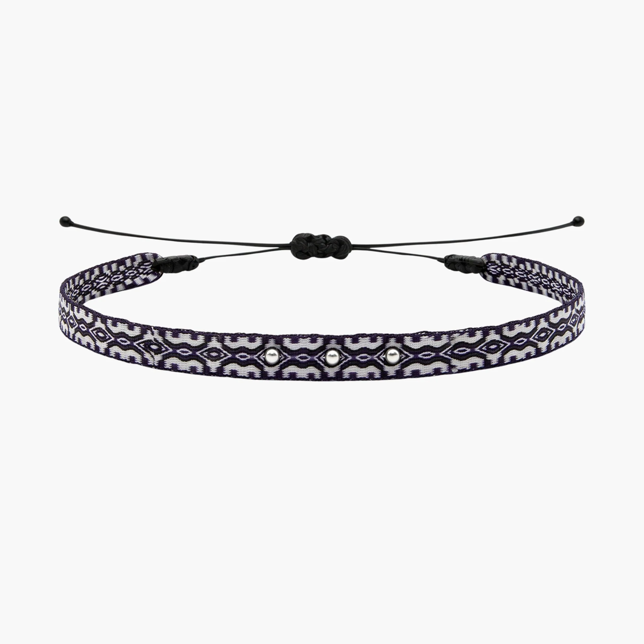 Handmade Silver Purnama Bracelet 88 (Navy Blue/White)