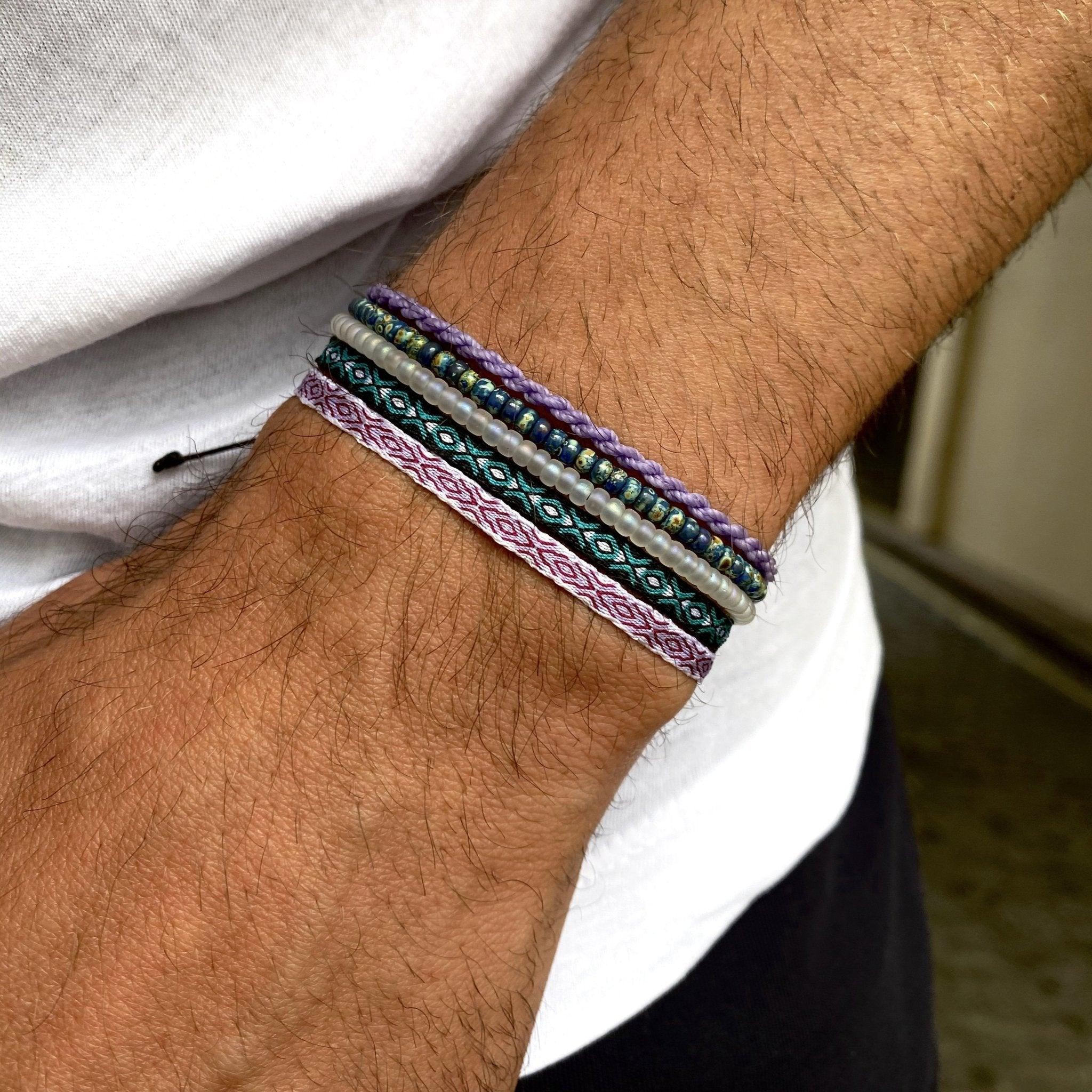 Handmade Purnama Bracelet 1 (White/Purple) - Image 3