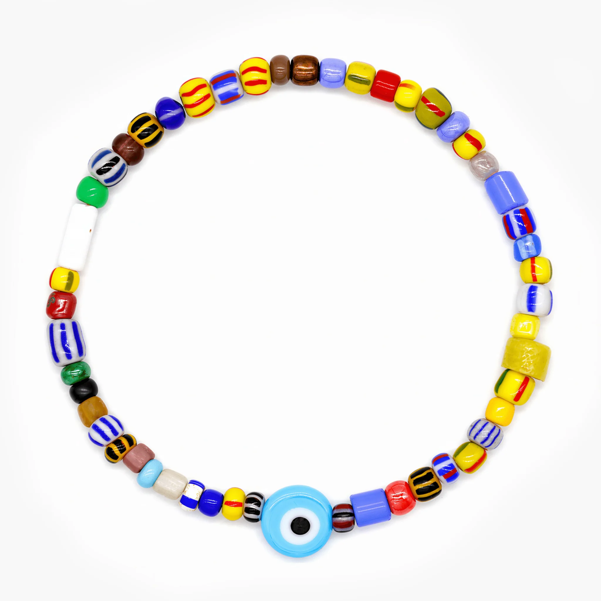 Holidays Bracelet With Assorted Glass Beads And Evil Eye
