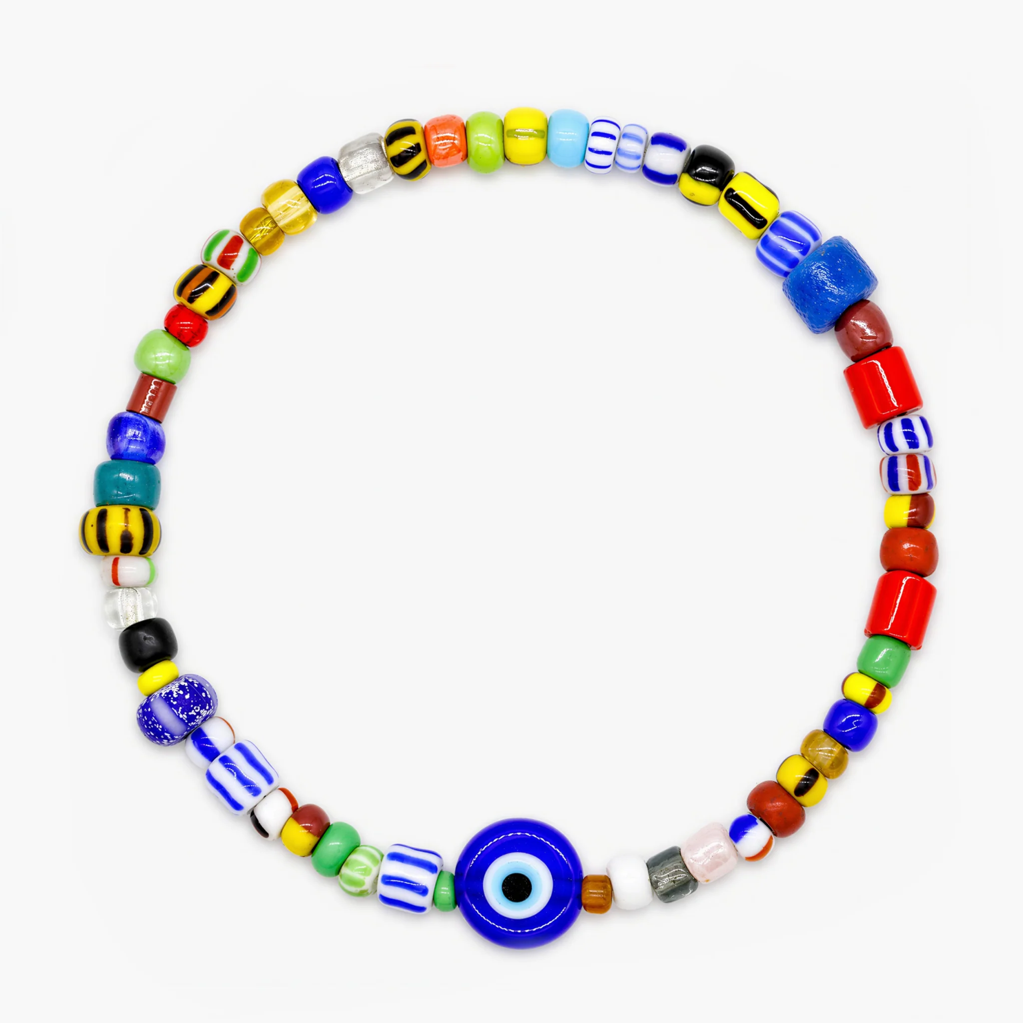 Holidays Bracelet With Assorted Glass Beads And Evil Eye
