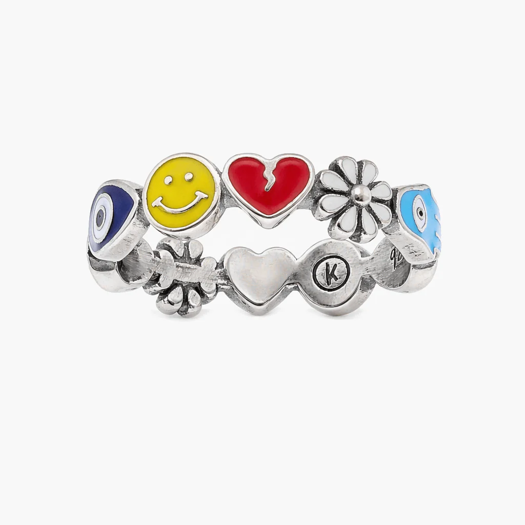 Holidays Signature Sterling Silver Ring With Enamelled Charms