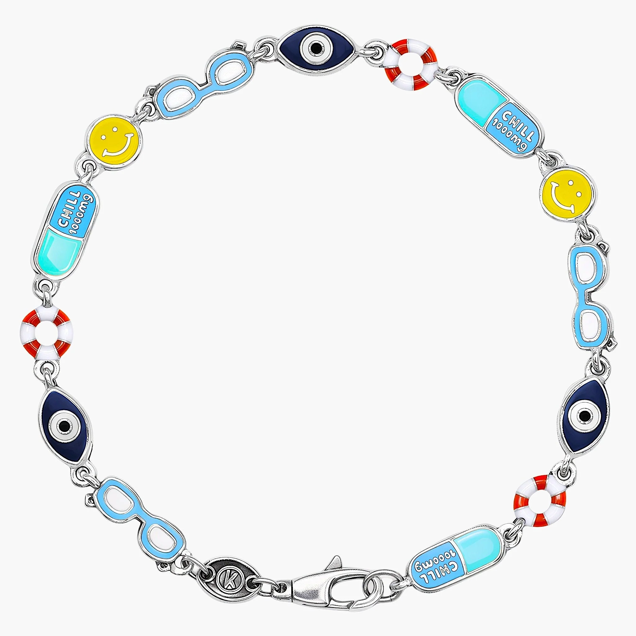 Holidays Sterling Silver Bracelet With Multi Enamelled Charms