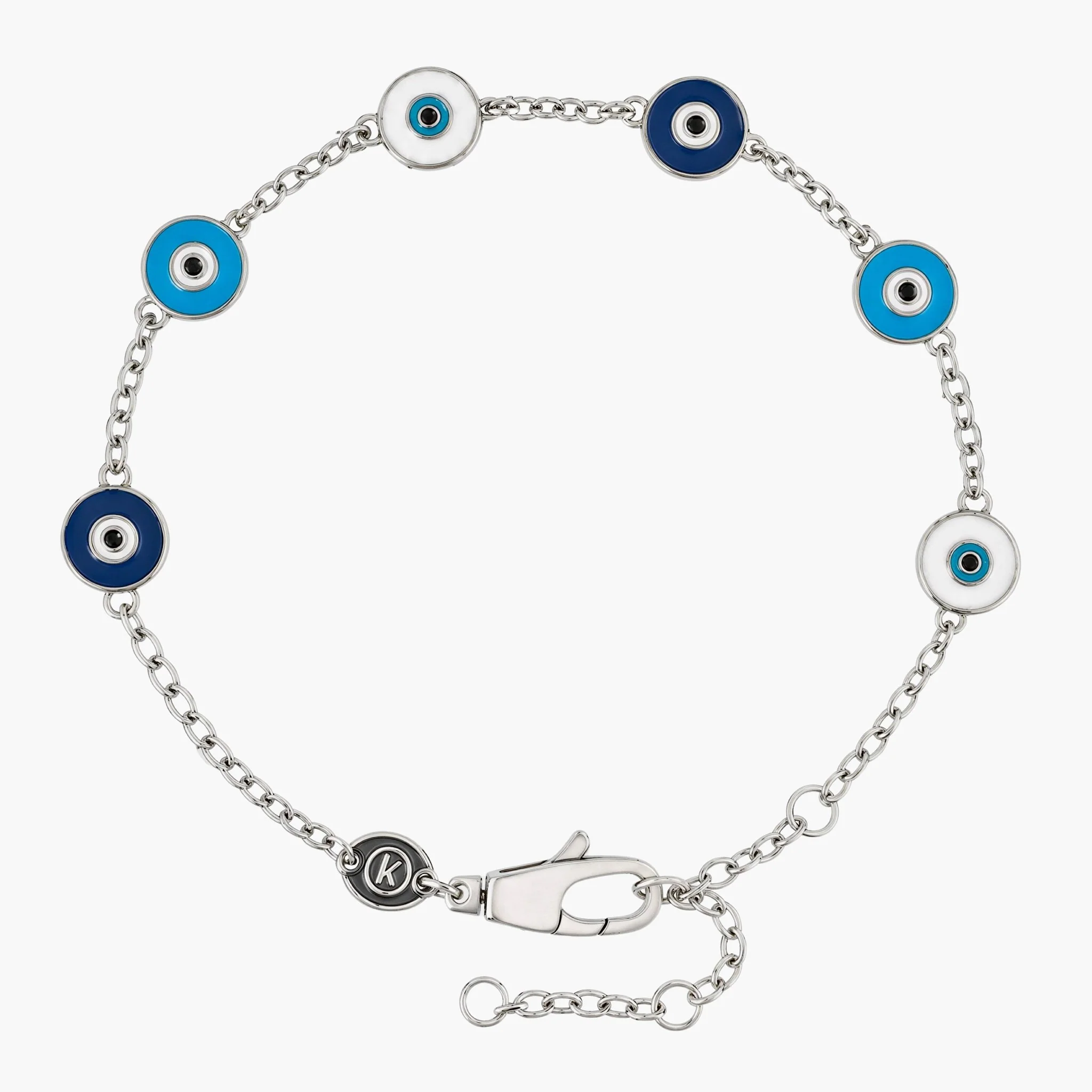 Holidays Sterling Silver Chain Bracelet With Assorted Evil Eye