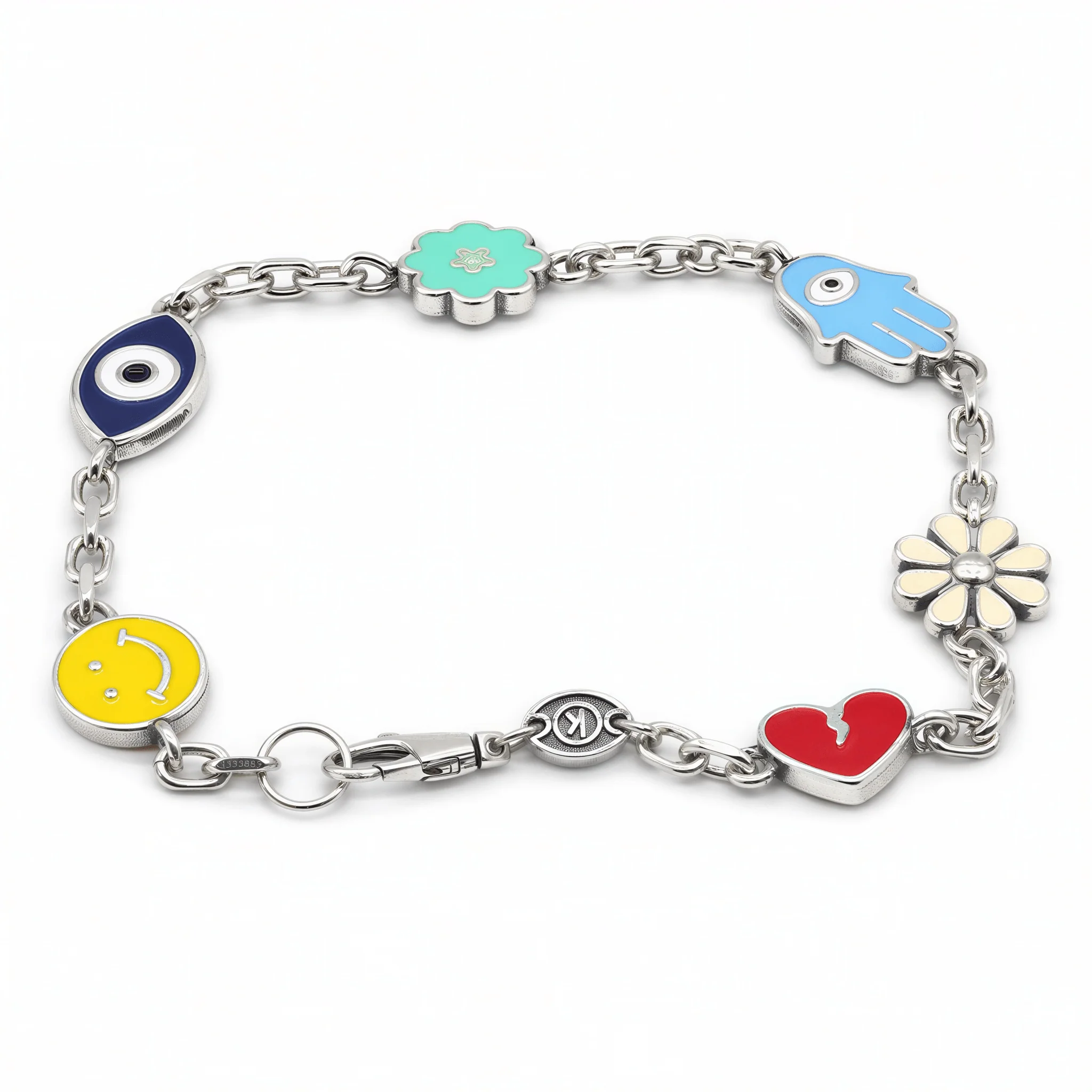Holidays Sterling Silver Heavy Signature Bracelet With Enamelled Charms - Image 2