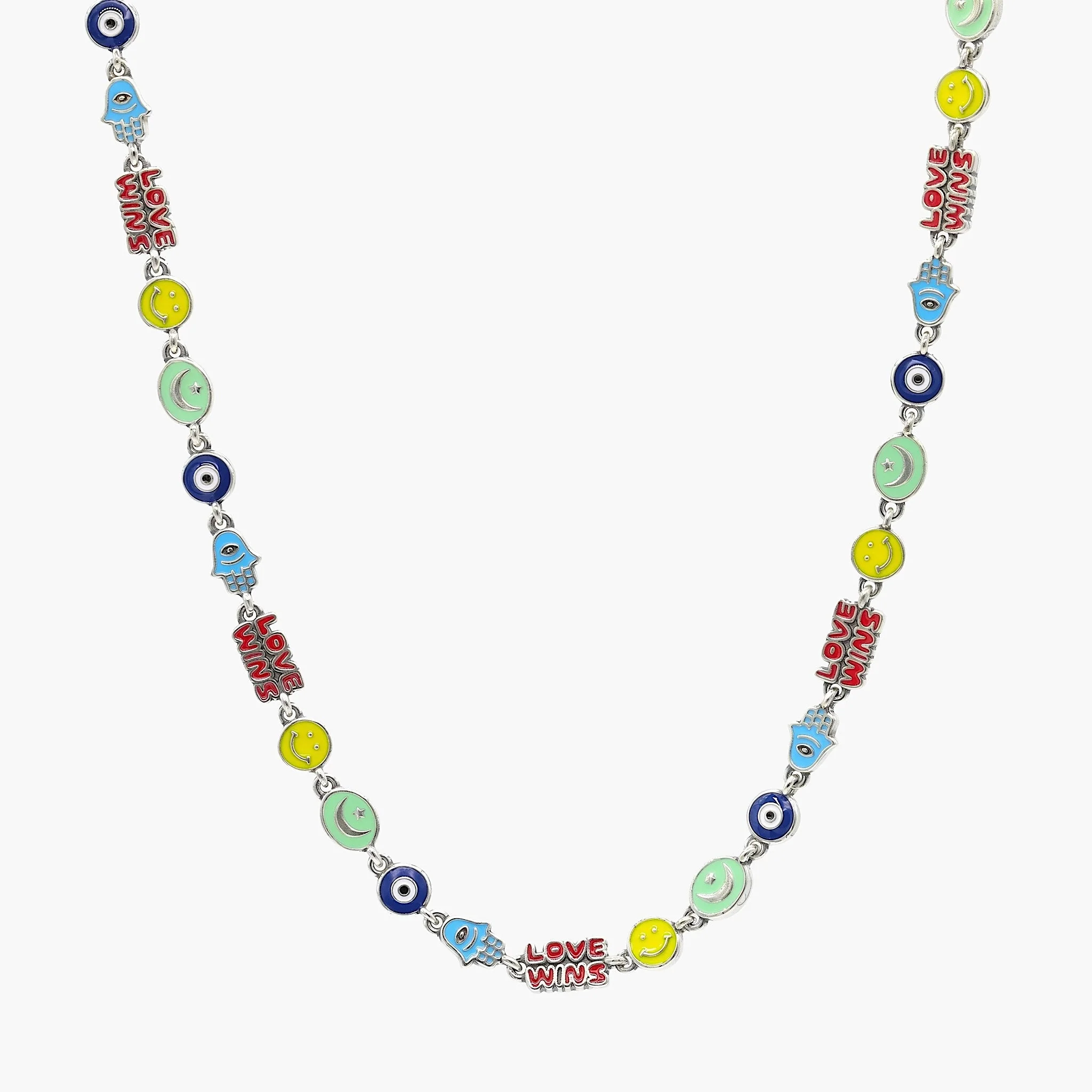 Holidays Sterling Silver Necklace With Multi Enamelled Charms