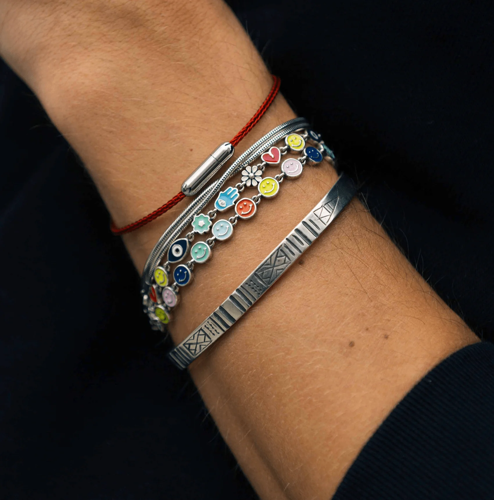 Double Laps Snake Sterling Silver Chain Bracelet - Image 3