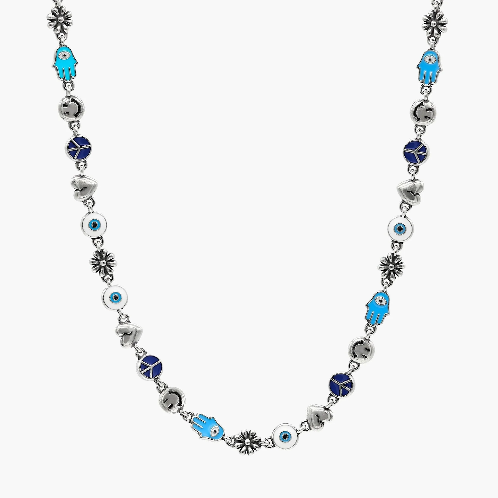 Holidays Sterling Silver Necklace With Multi Enamelled Charms