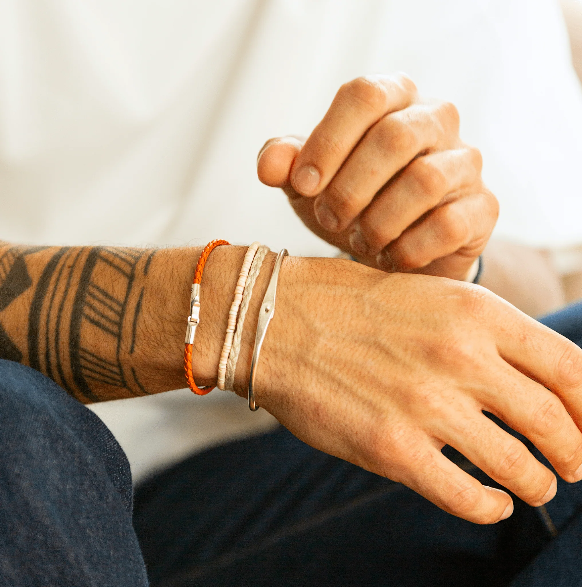 Italian Leather Bracelet With Sterling Silver Clasp (Night Blue) - Image 7
