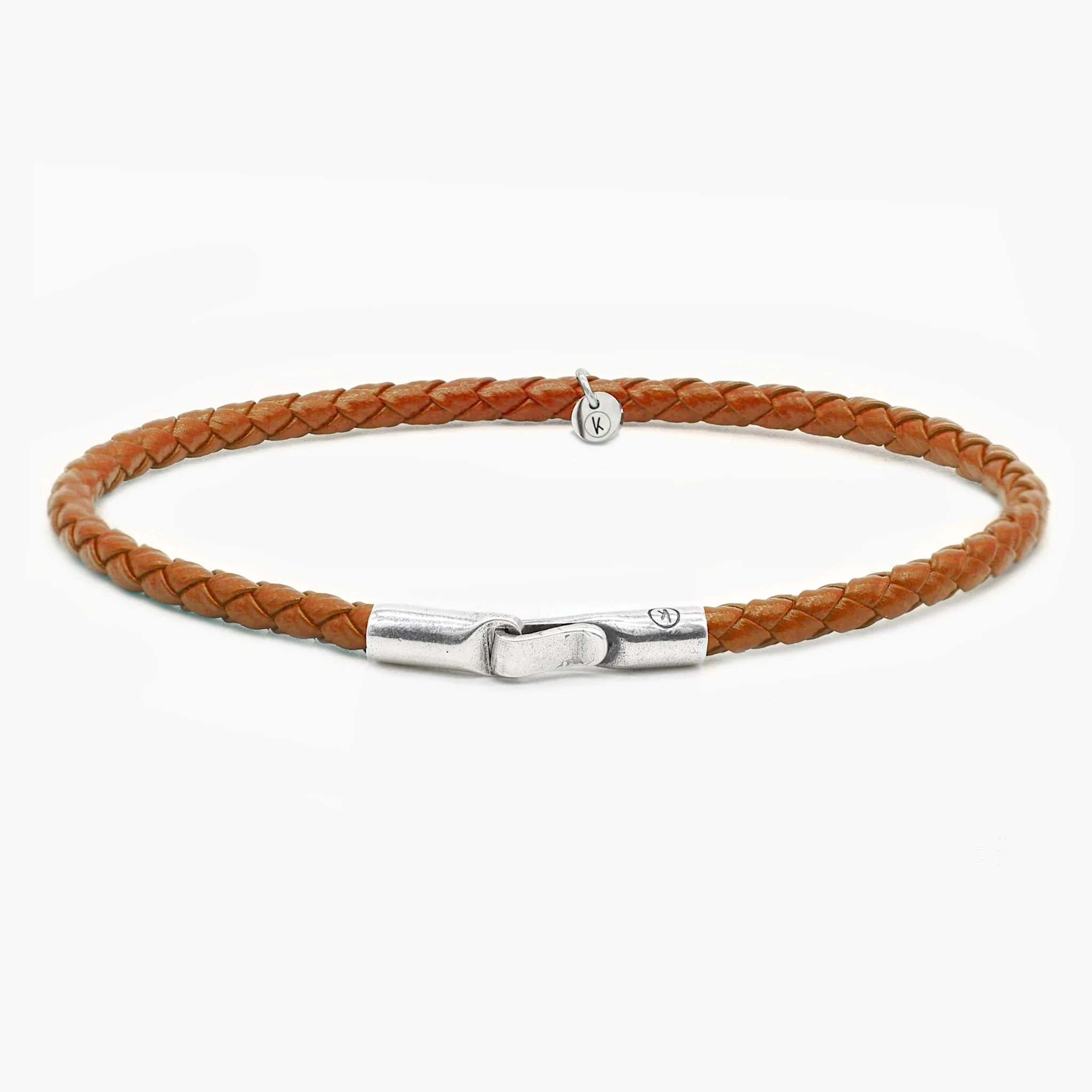 Italian Leather Bracelet With Sterling Silver Clasp (Brown)