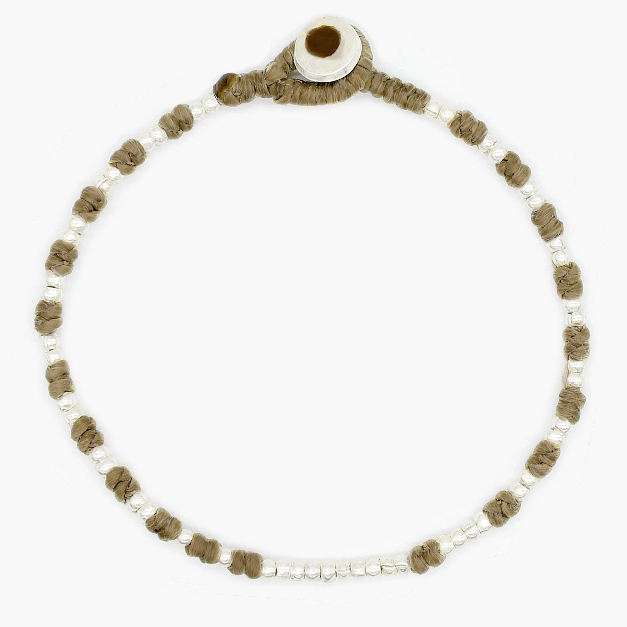 Knot Silver Beads Bracelet (Light Brown) - Image 2