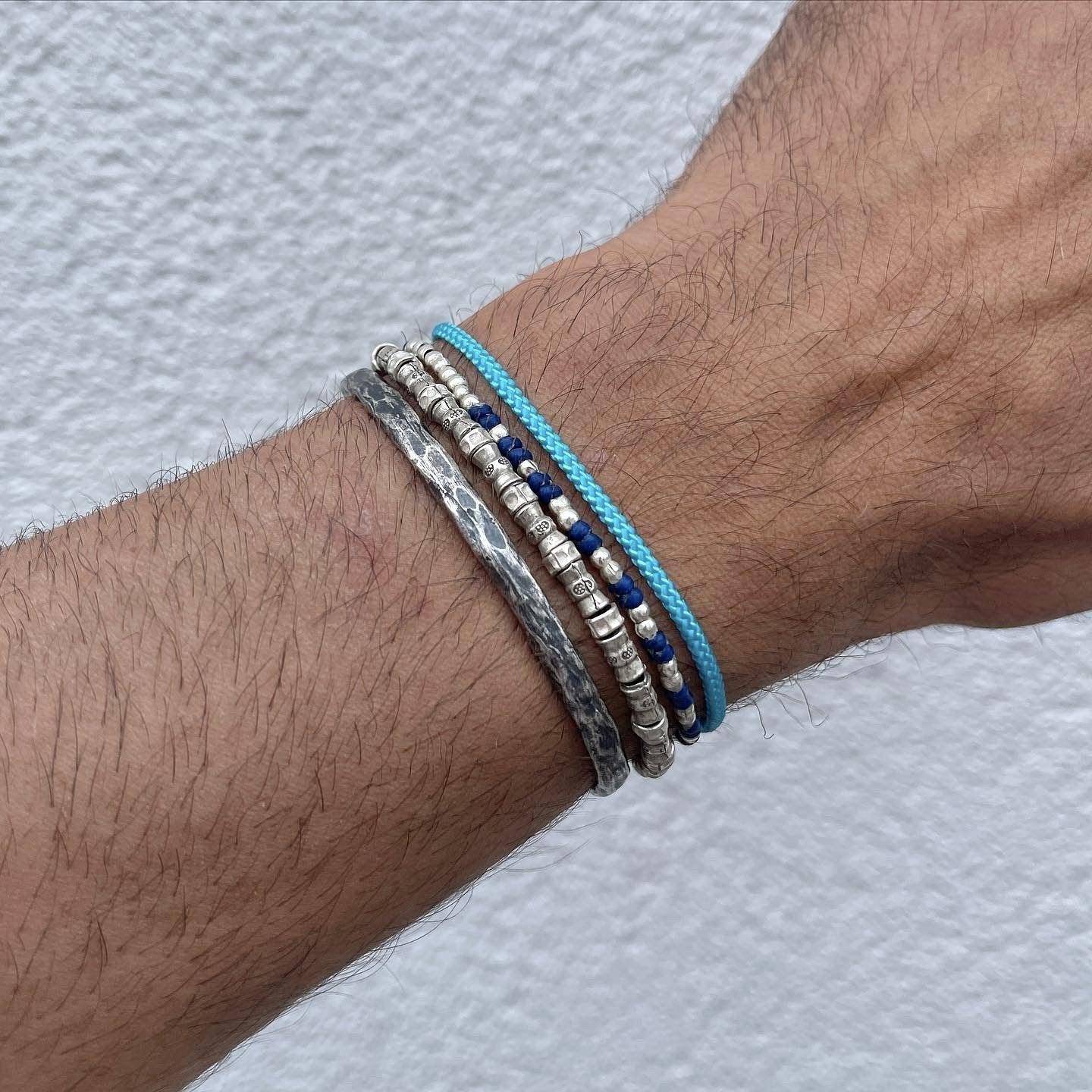 Knot Silver Beads Bracelet (Navy Blue) - Image 3