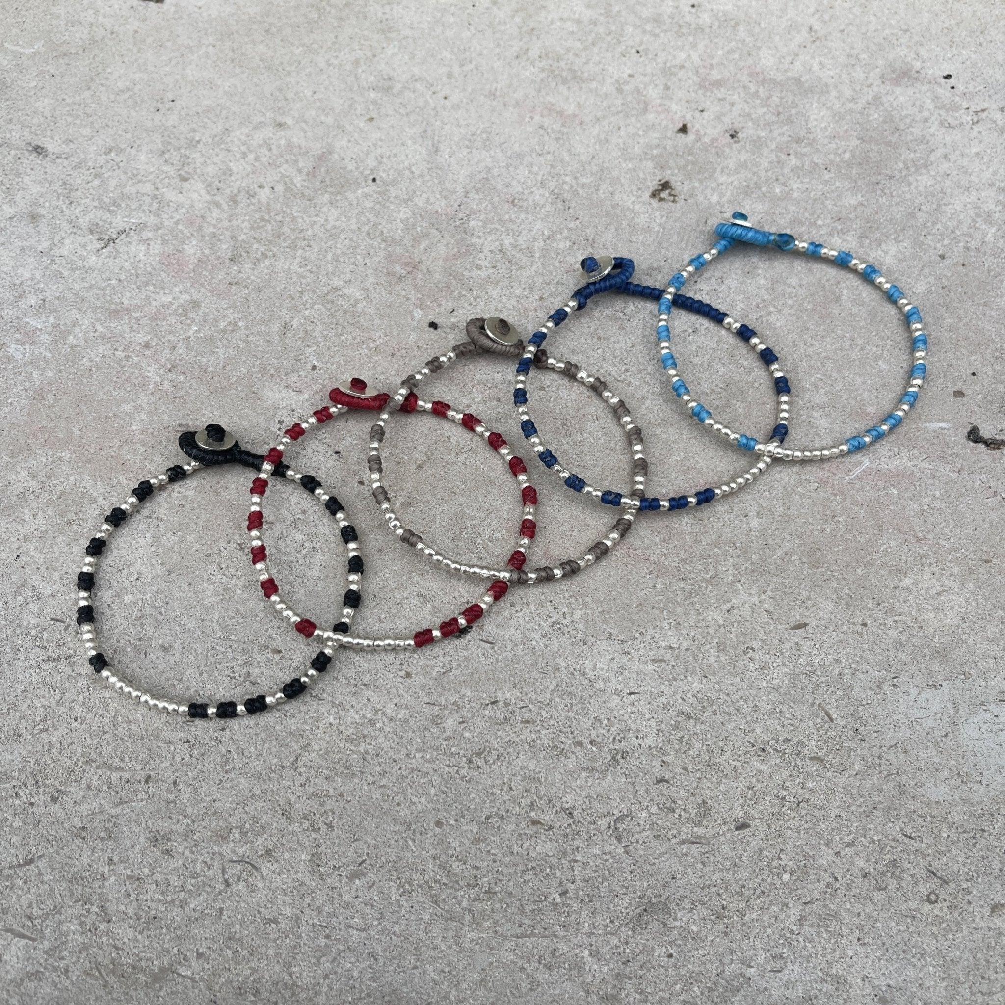 Knot Silver Beads Bracelet (Navy Blue) - Image 4