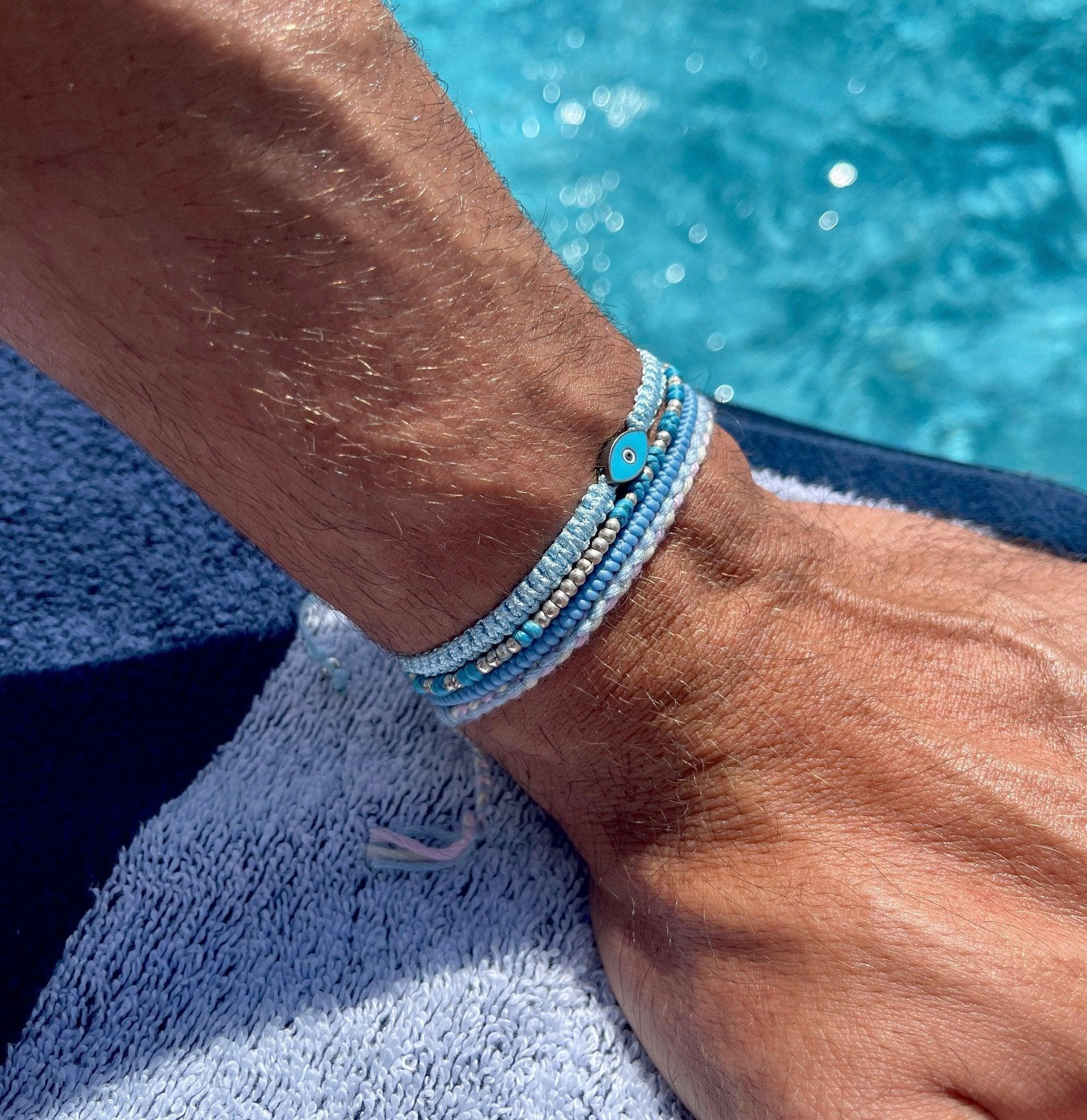 Knot Silver Beads Bracelet (Santorini Blue) - Image 6