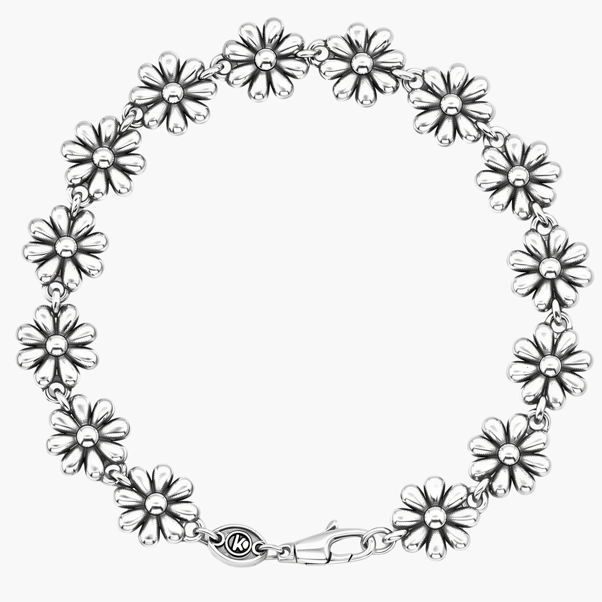 Maxi Daisy Sterling Silver Chain Bracelet