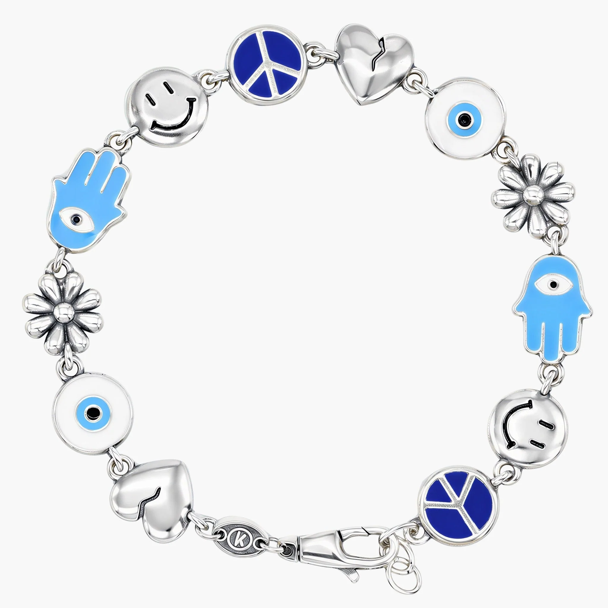 Maxi Holidays Sterling Silver Bracelet With Enamelled Charms