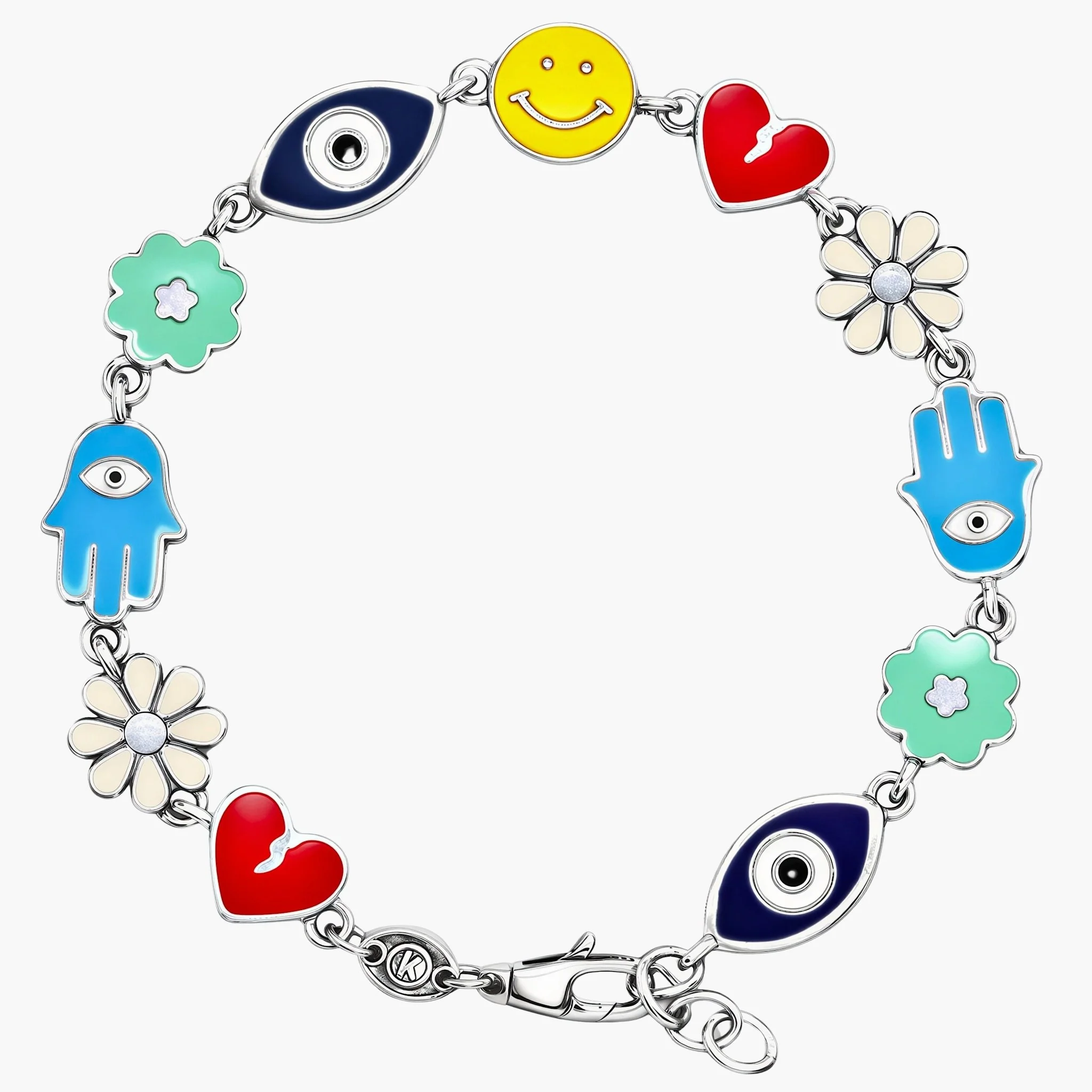 Maxi Holidays Sterling Silver Signature Bracelet With Enamelled Charms