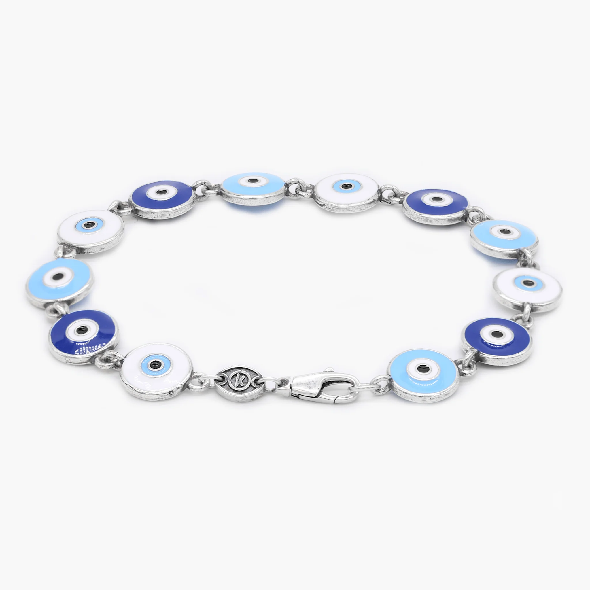 Maxi Multi Evil Eye Charms Sterling Silver Bracelet - Image 2