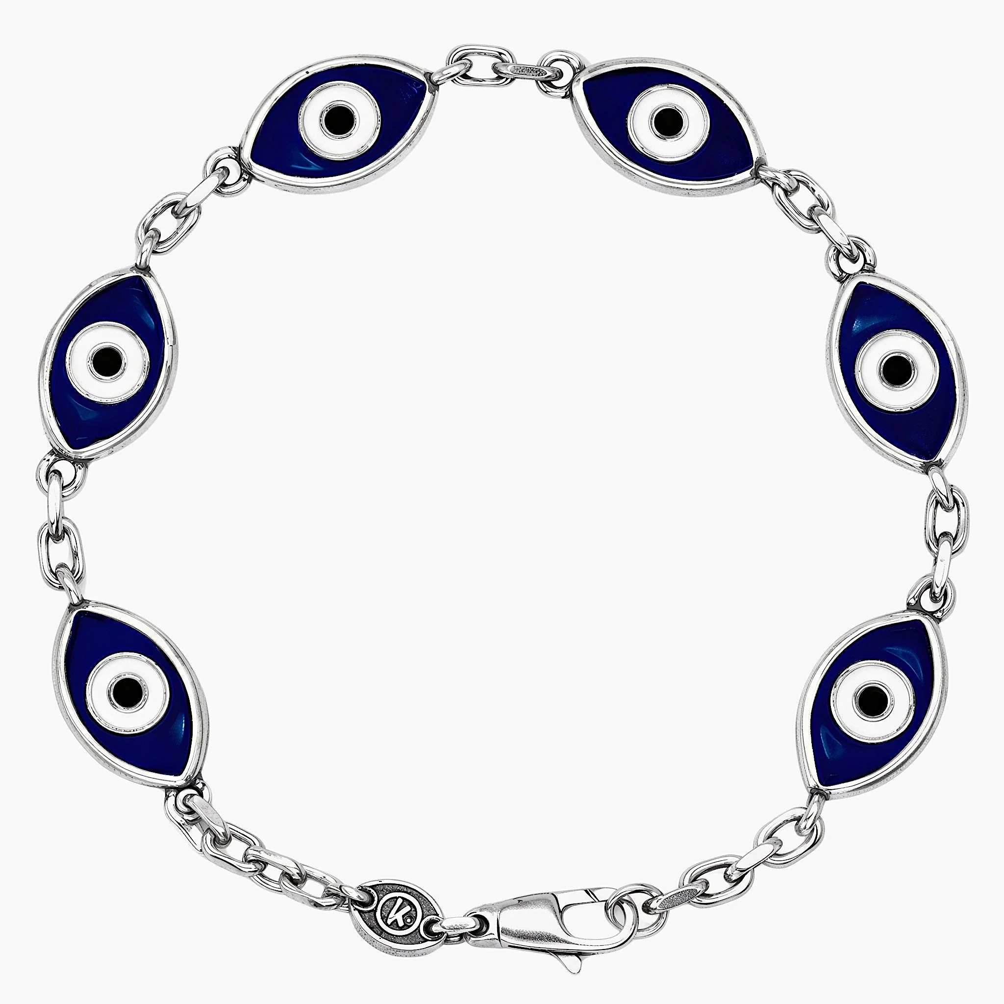 Maxi Multi Evil Eye Sterling Silver Chain Bracelet