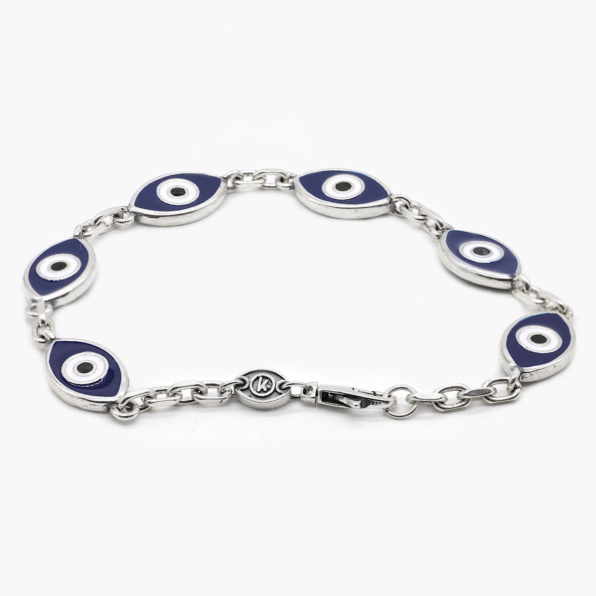 Maxi Multi Evil Eye Sterling Silver Chain Bracelet - Image 2