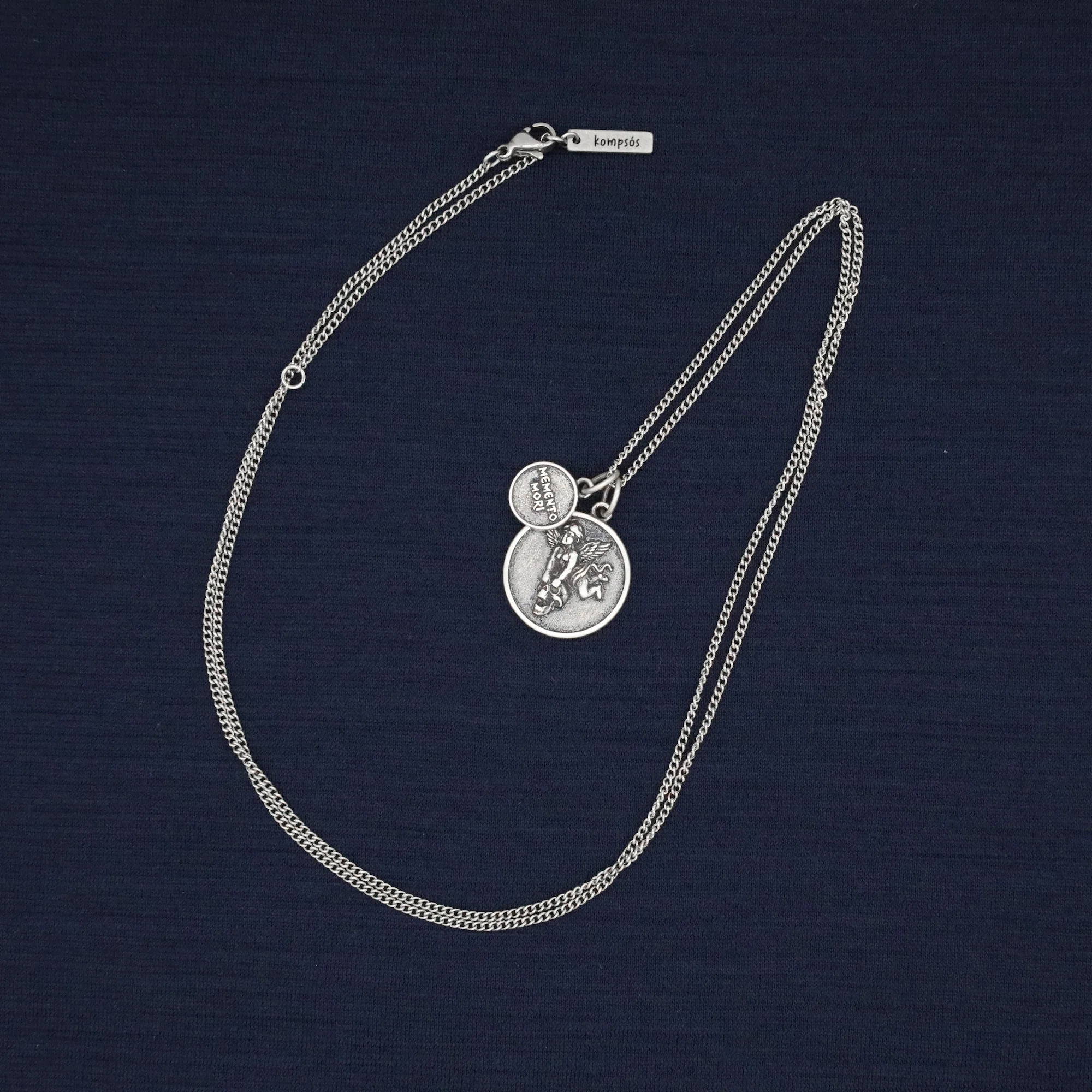 Memento Mori Double Tag Silver Necklace - Image 4