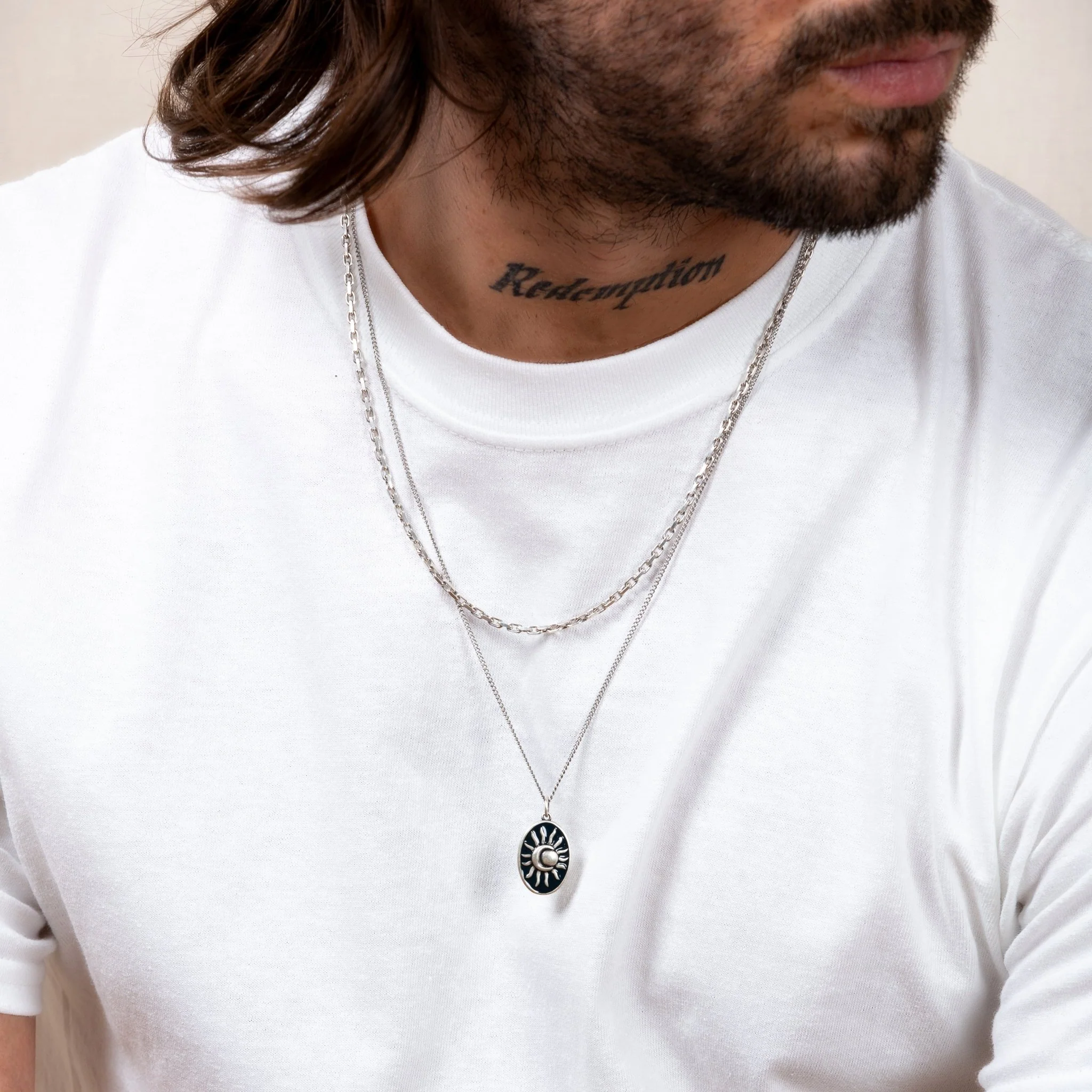 Solar Eclipse Sterling Silver Necklace (Night Blue) - Image 3