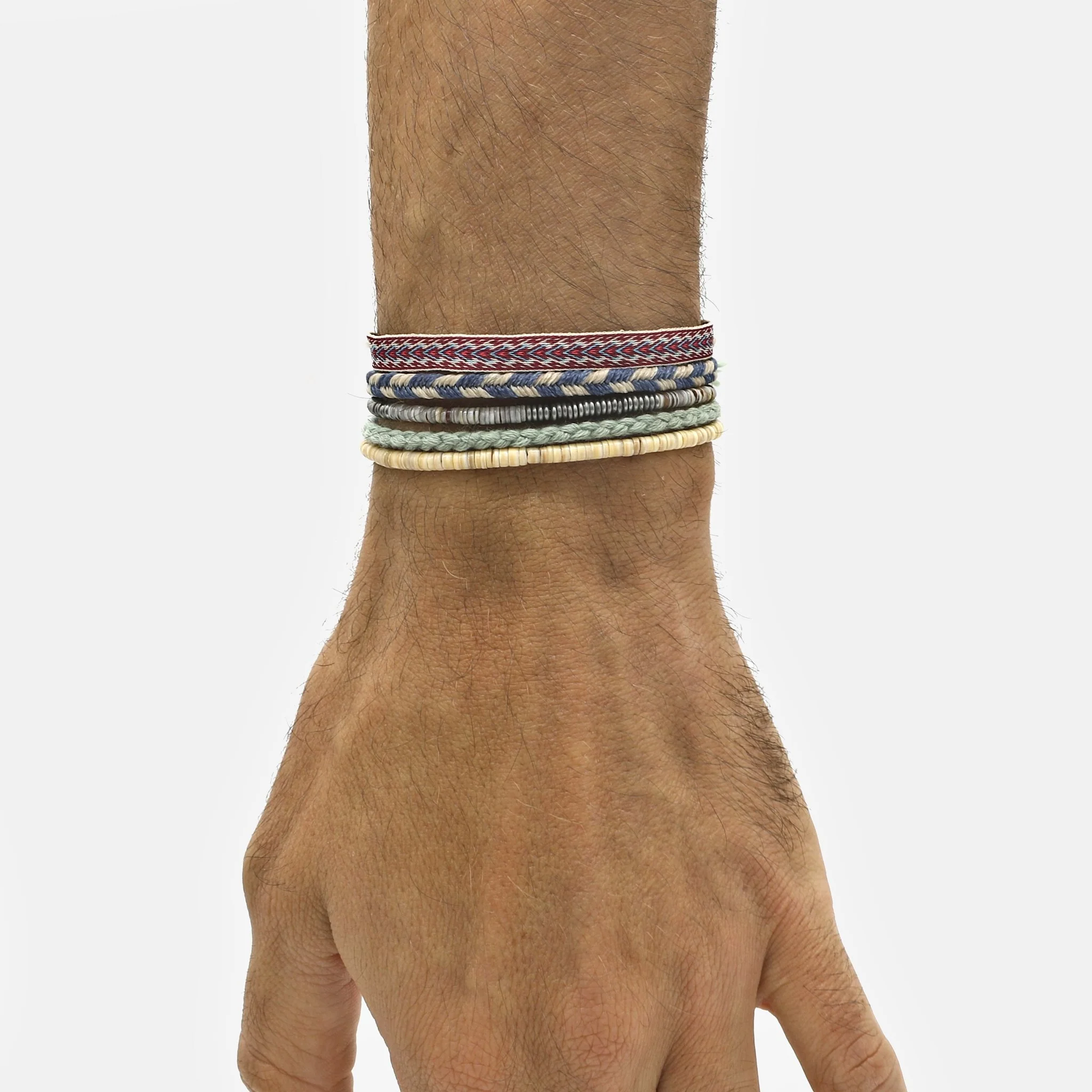 Mini Braided "Java" Bracelet (Cream/Dusty Blue) - Image 2